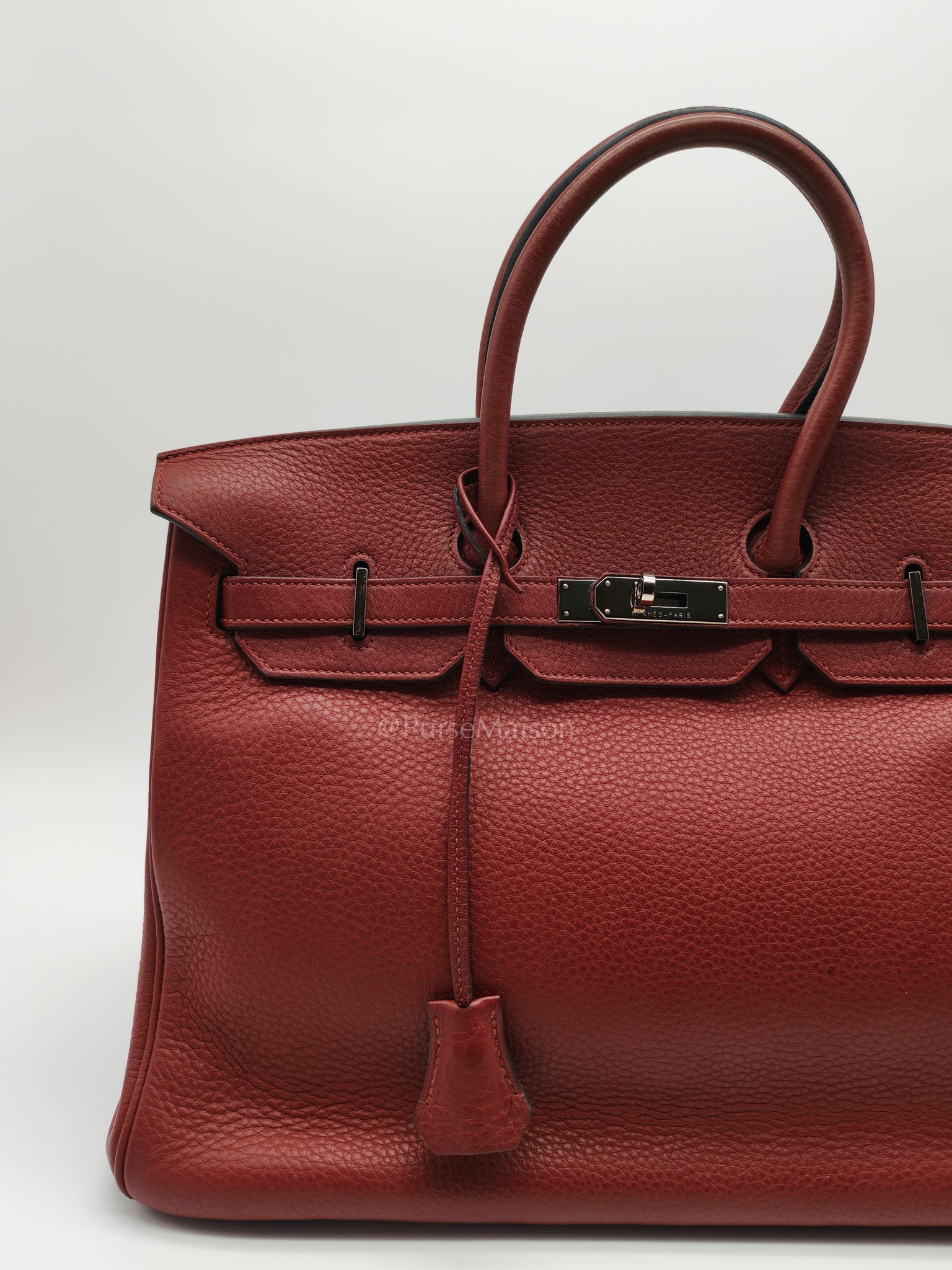 Birkin 35 in Rubis Clemence Leather Palladium Hardware Stamp Square P(2012)
