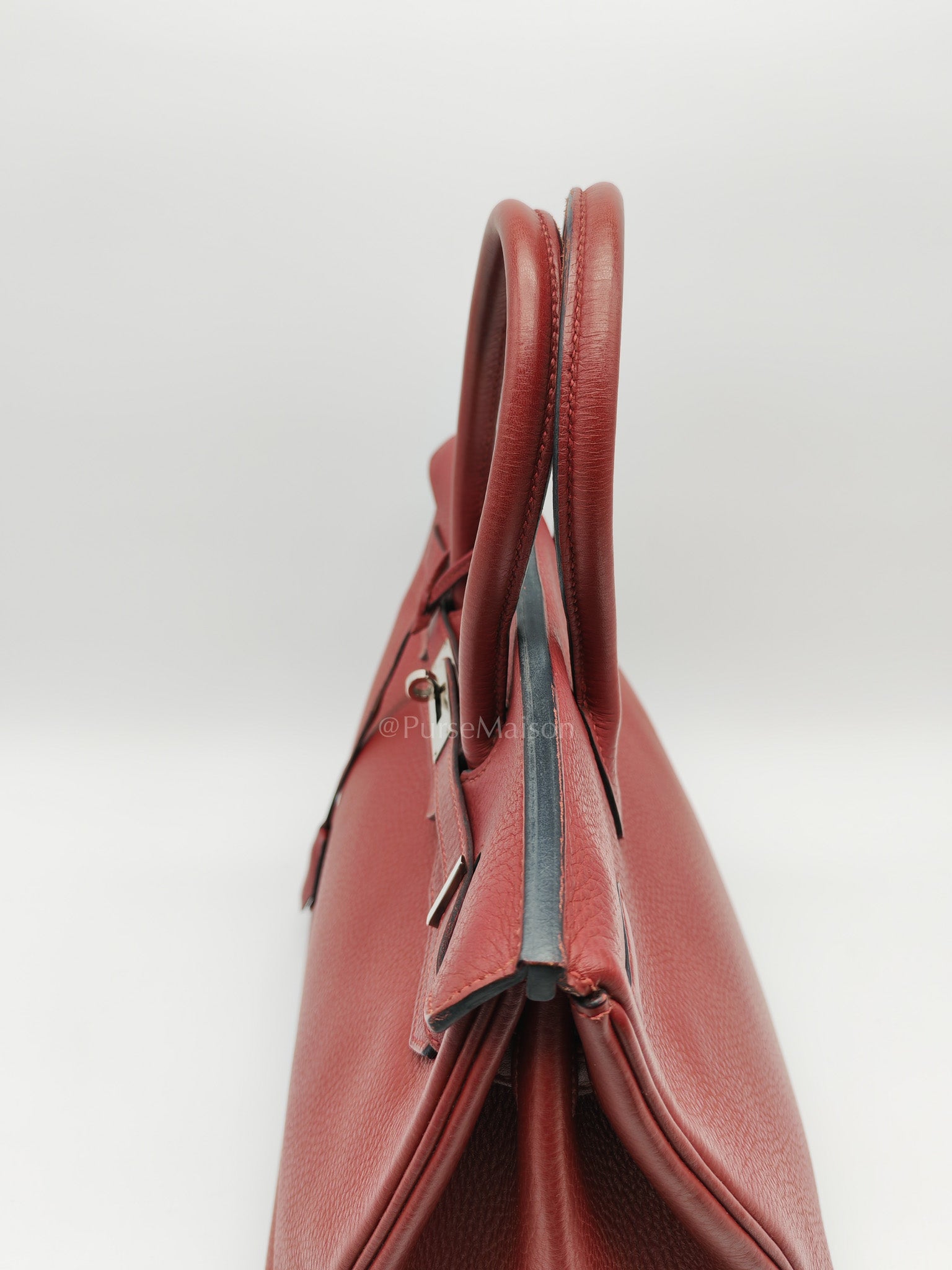Birkin 35 in Rubis Clemence Leather Palladium Hardware Stamp Square P(2012)