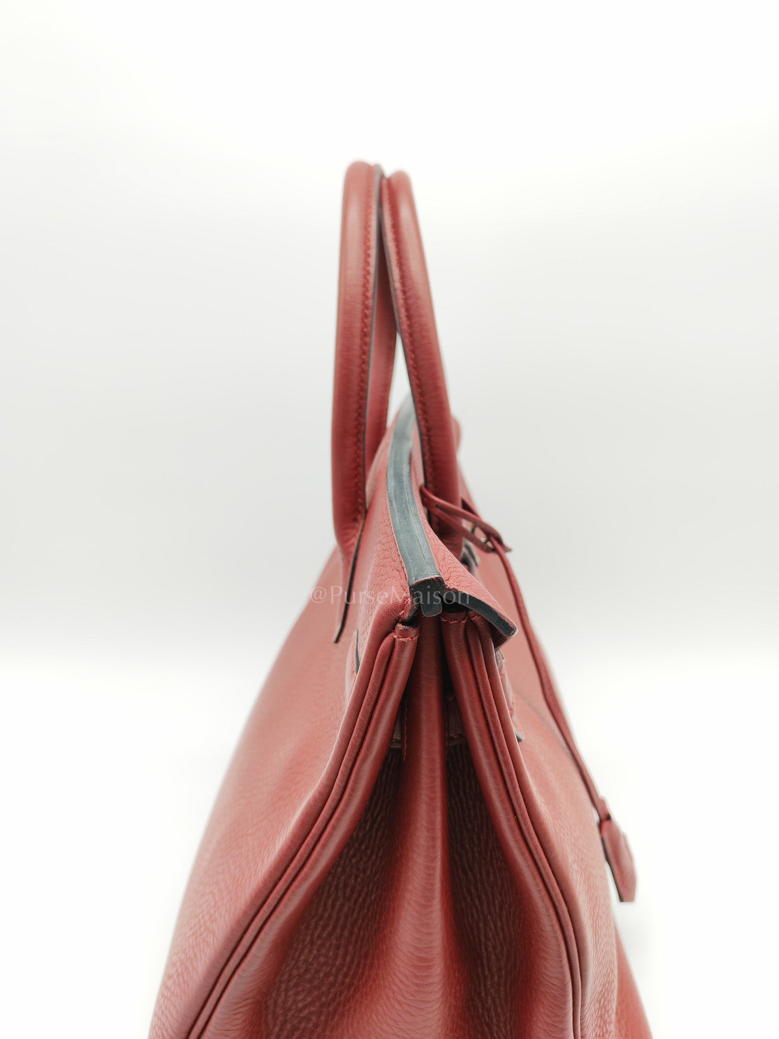 Birkin 35 in Rubis Clemence Leather Palladium Hardware Stamp Square P(2012)