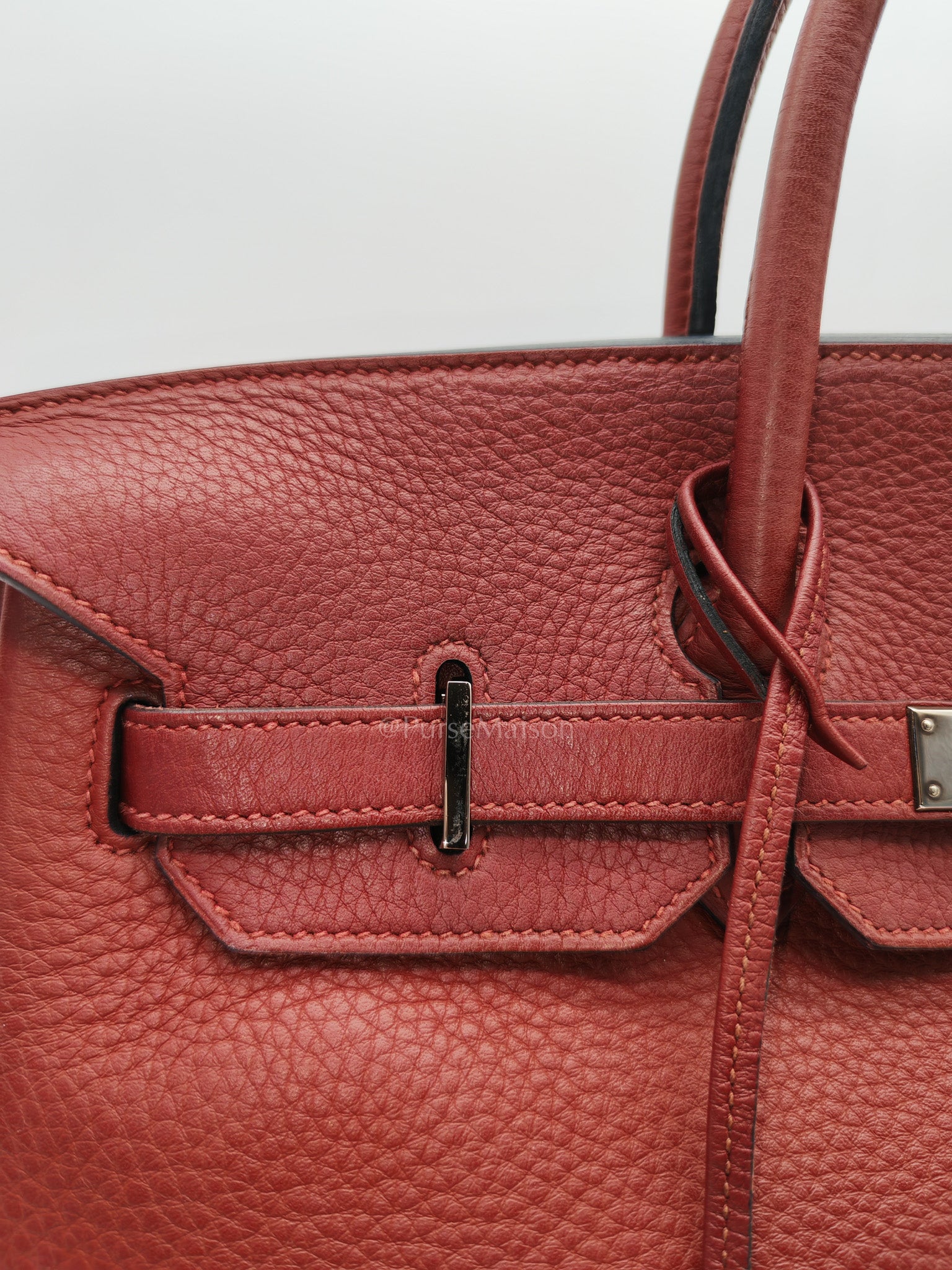Birkin 35 in Rubis Clemence Leather Palladium Hardware Stamp Square P(2012)