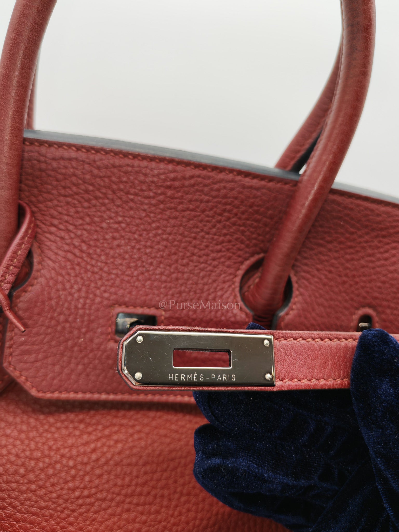 Birkin 35 in Rubis Clemence Leather Palladium Hardware Stamp Square P(2012)