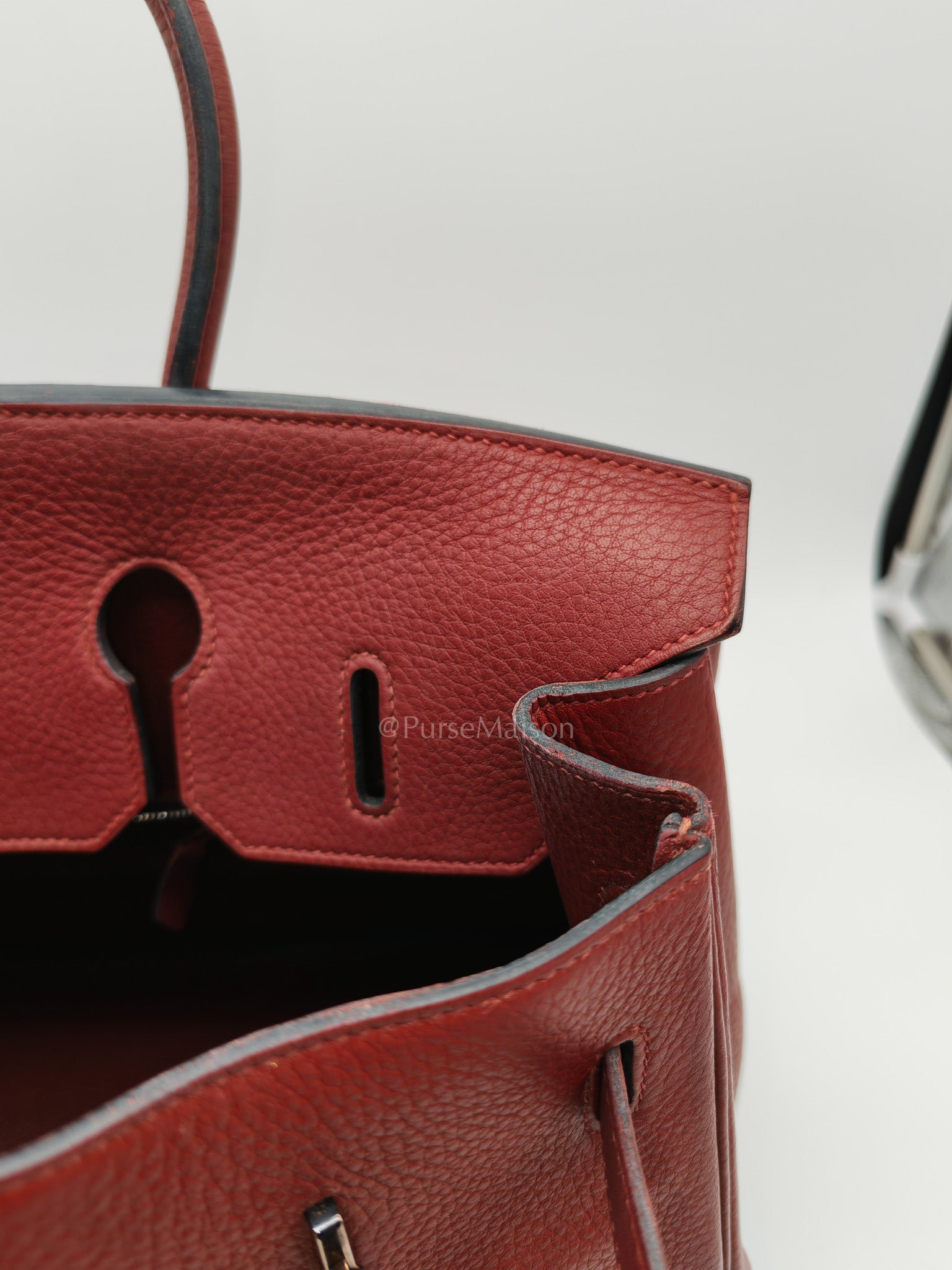 Birkin 35 in Rubis Clemence Leather Palladium Hardware Stamp Square P(2012)