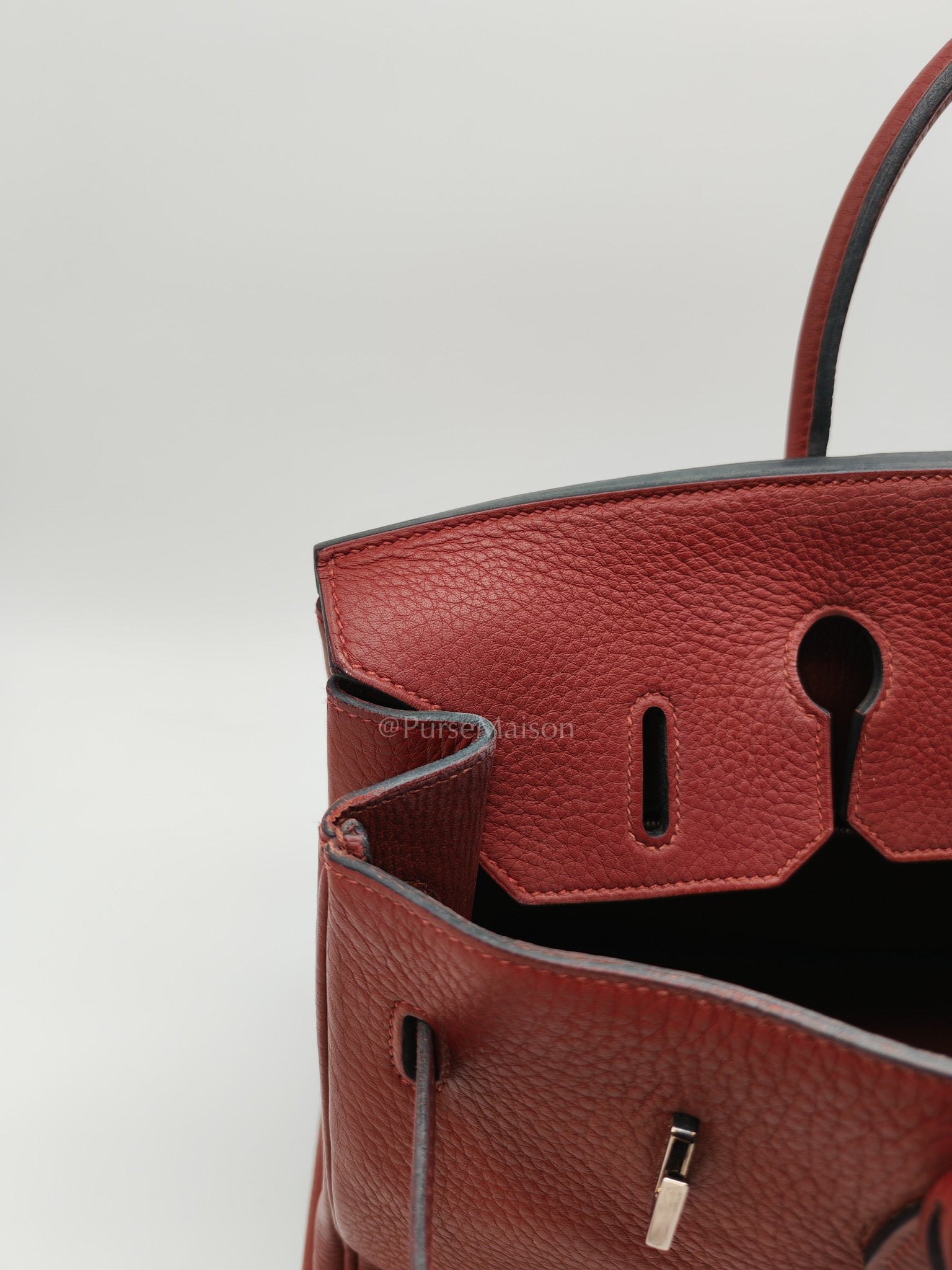 Birkin 35 in Rubis Clemence Leather Palladium Hardware Stamp Square P(2012)