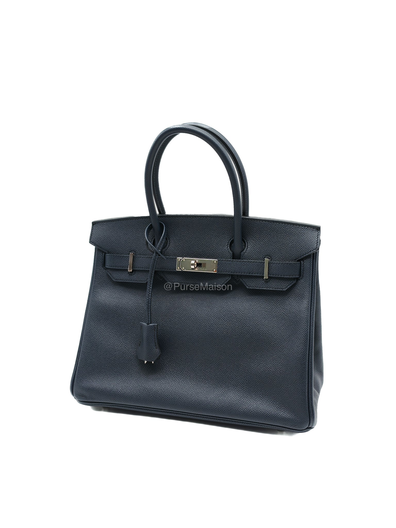 Birkin 30 Retourne in Bleu Indigo Epsom Leather Palladium Hardware Stamp Y(2020)