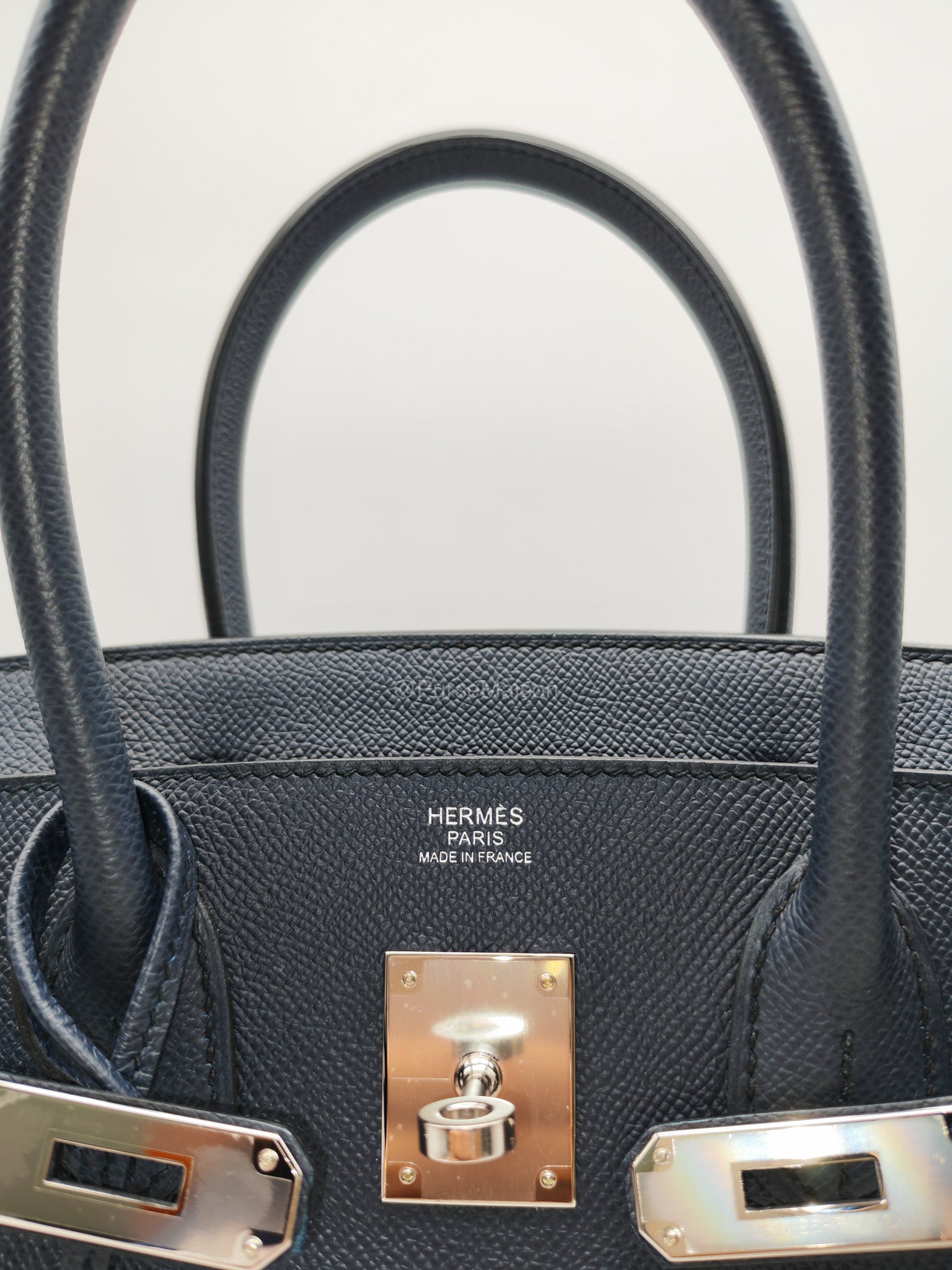 Birkin 30 Retourne in Bleu Indigo Epsom Leather Palladium Hardware Stamp Y(2020)