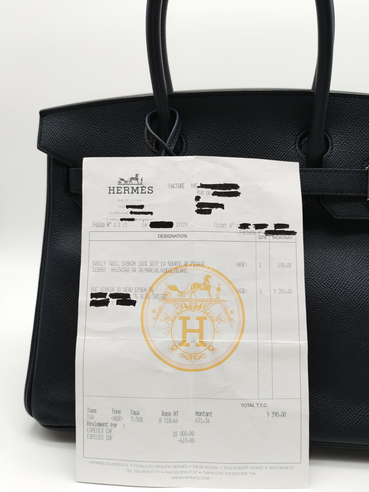 Birkin 30 Retourne in Bleu Indigo Epsom Leather Palladium Hardware Stamp Y(2020)