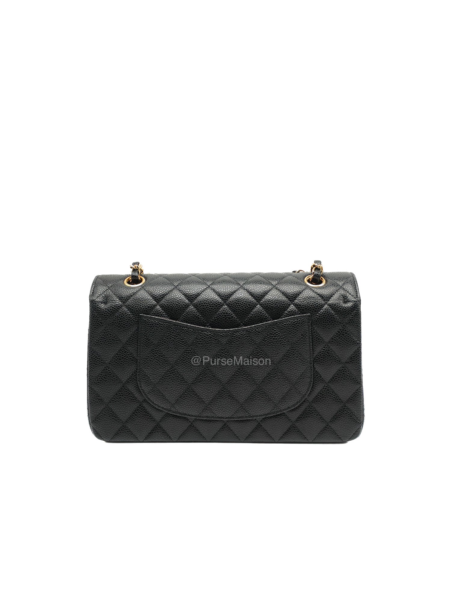 Chanel Classic Double Flap Medium in Black Caviar Leather Gold Hardware (Microchip)