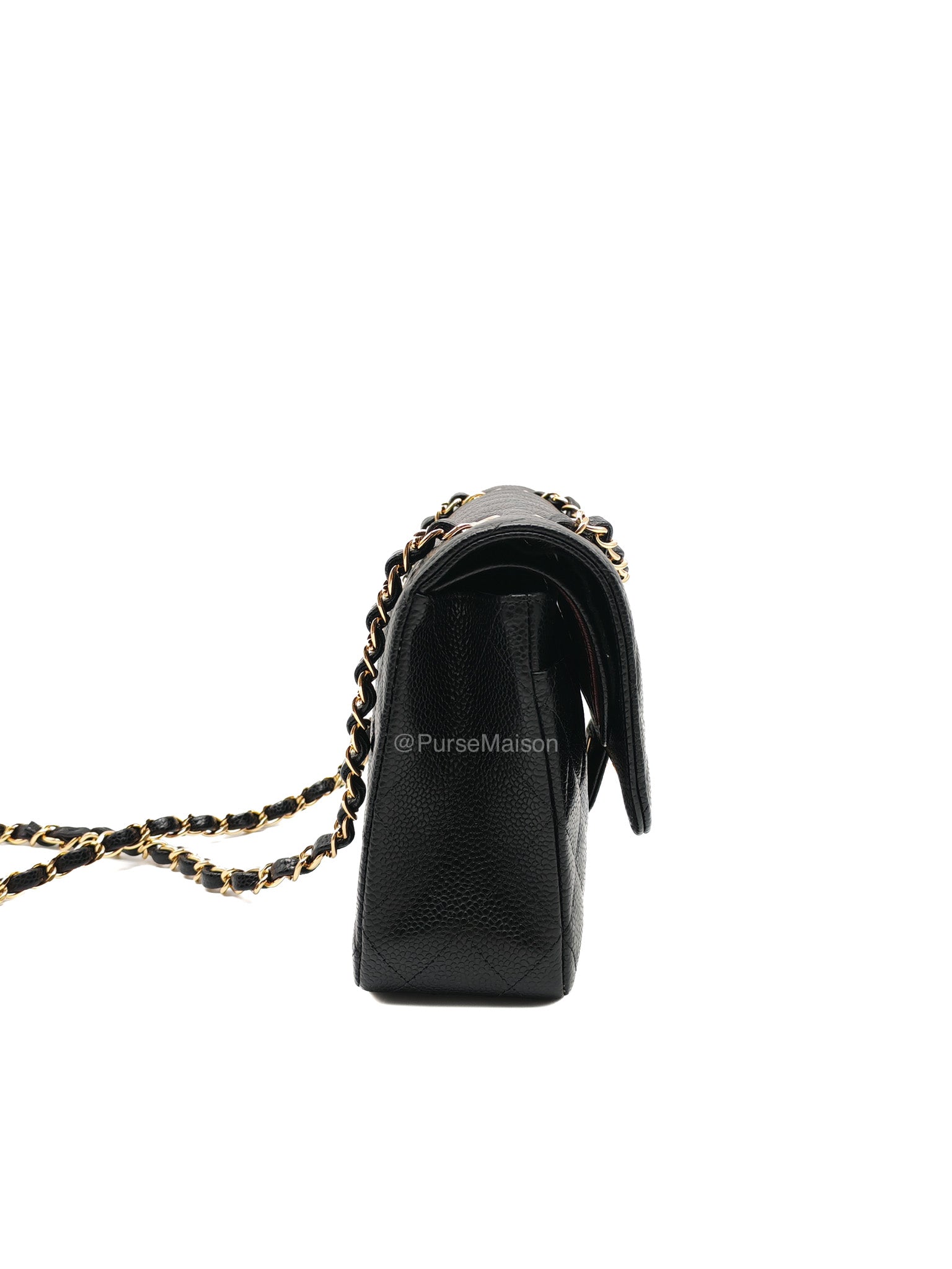 Chanel Classic Double Flap Medium in Black Caviar Leather Gold Hardware (Microchip)
