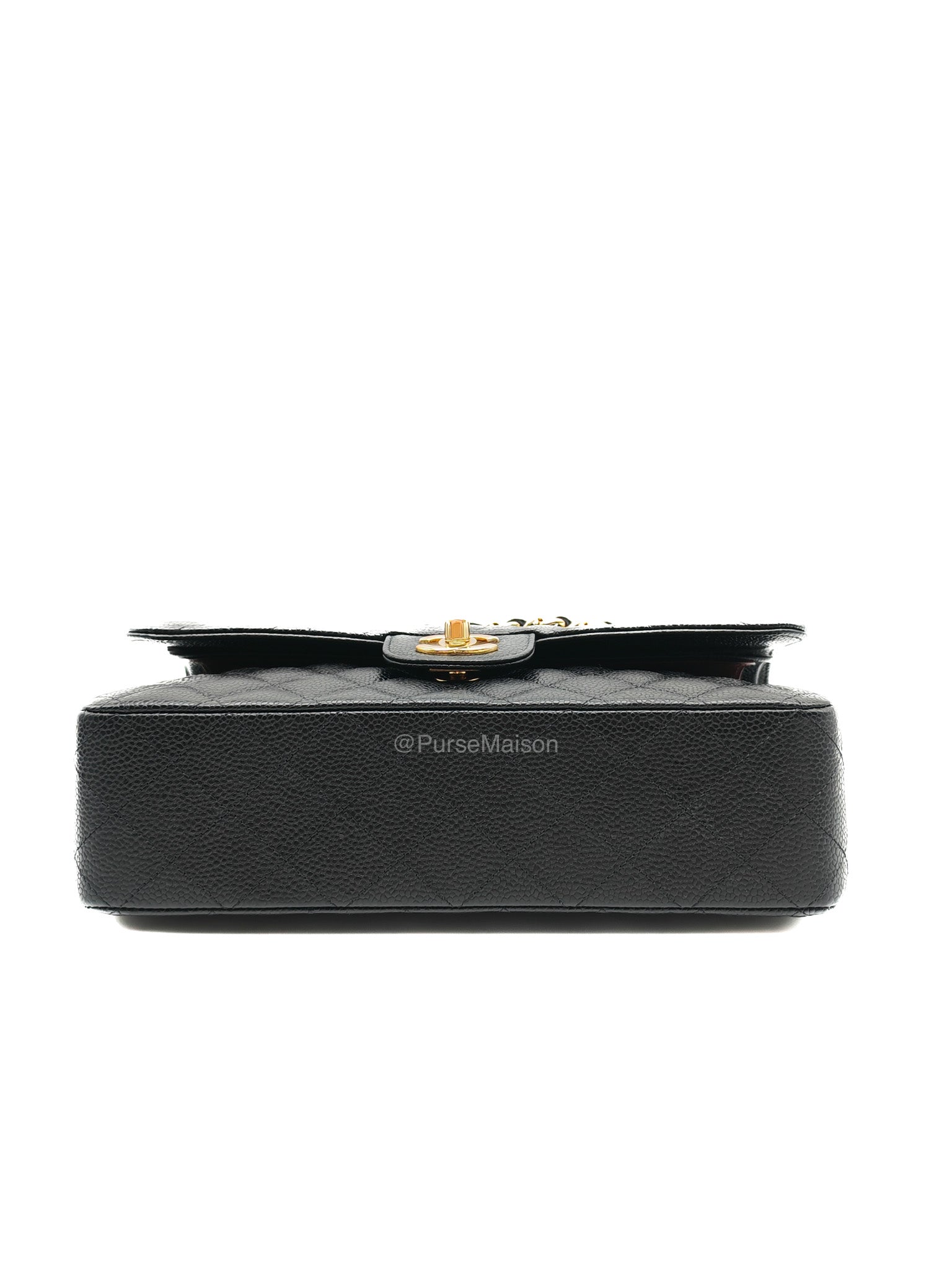 Chanel Classic Double Flap Medium in Black Caviar Leather Gold Hardware (Microchip)
