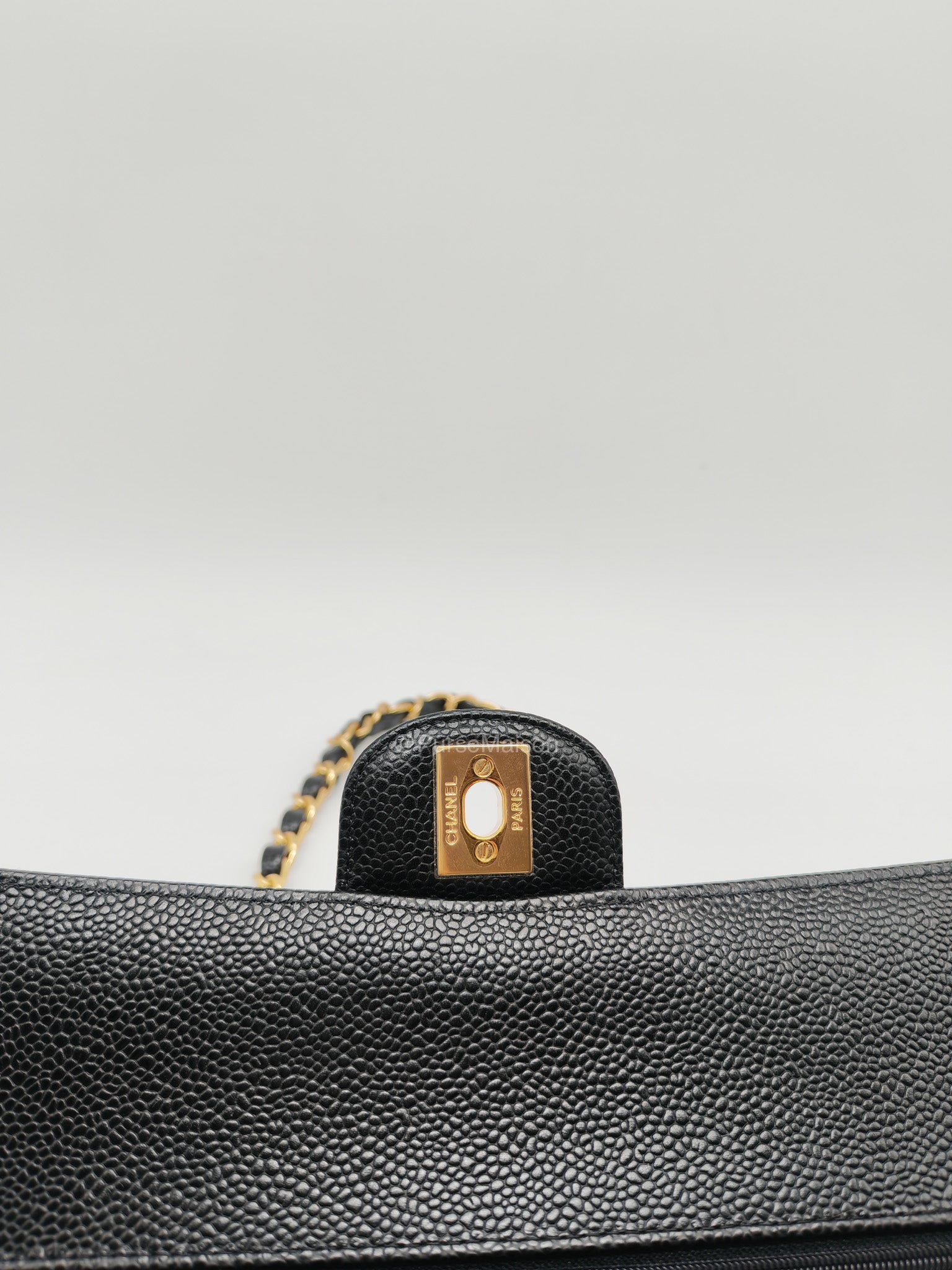 Chanel Classic Double Flap Medium in Black Caviar Leather Gold Hardware (Microchip)