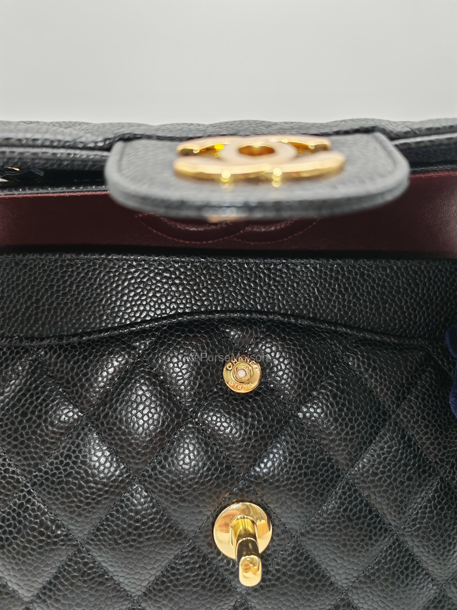 Chanel Classic Double Flap Medium in Black Caviar Leather Gold Hardware (Microchip)
