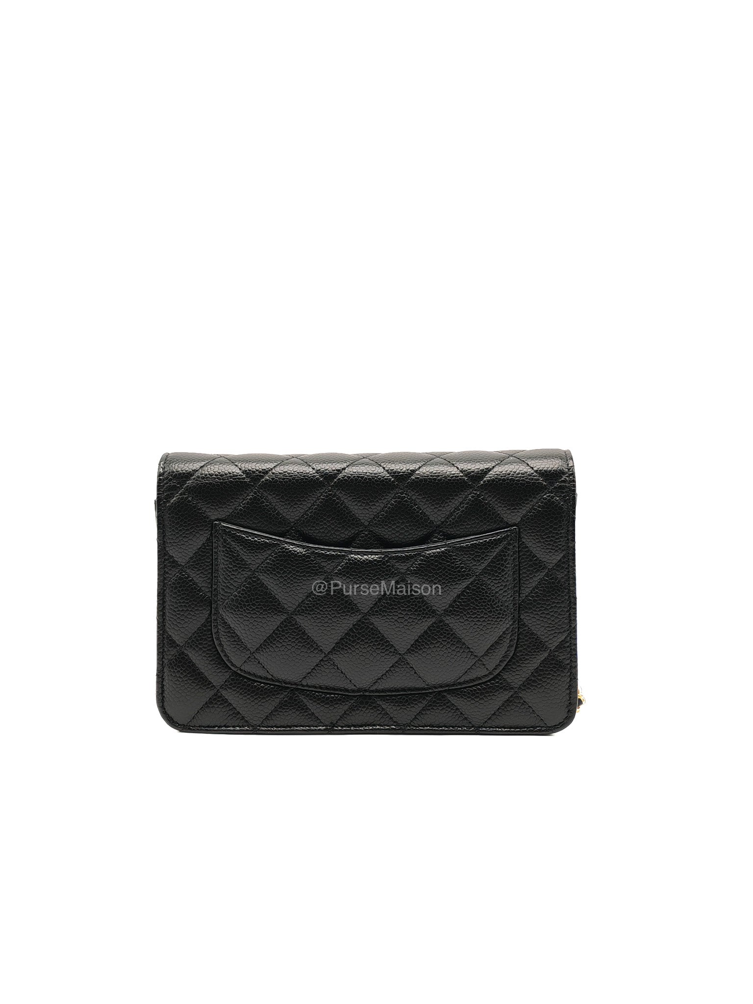 Chanel Classic Wallet on Chain (WOC) in Black Caviar Leather Gold Hardware (Microchip)