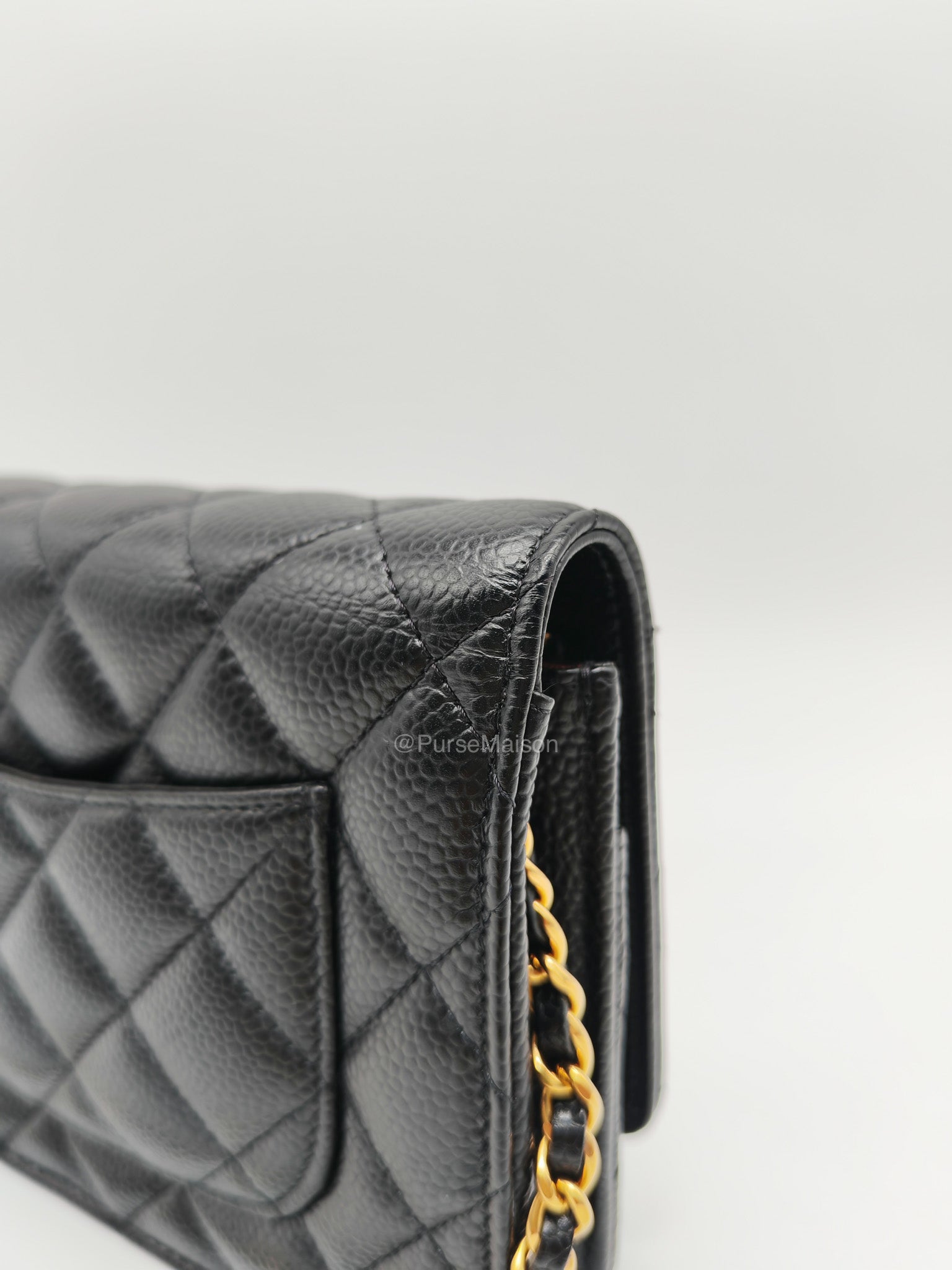 Chanel Classic Wallet on Chain (WOC) in Black Caviar Leather Gold Hardware (Microchip)