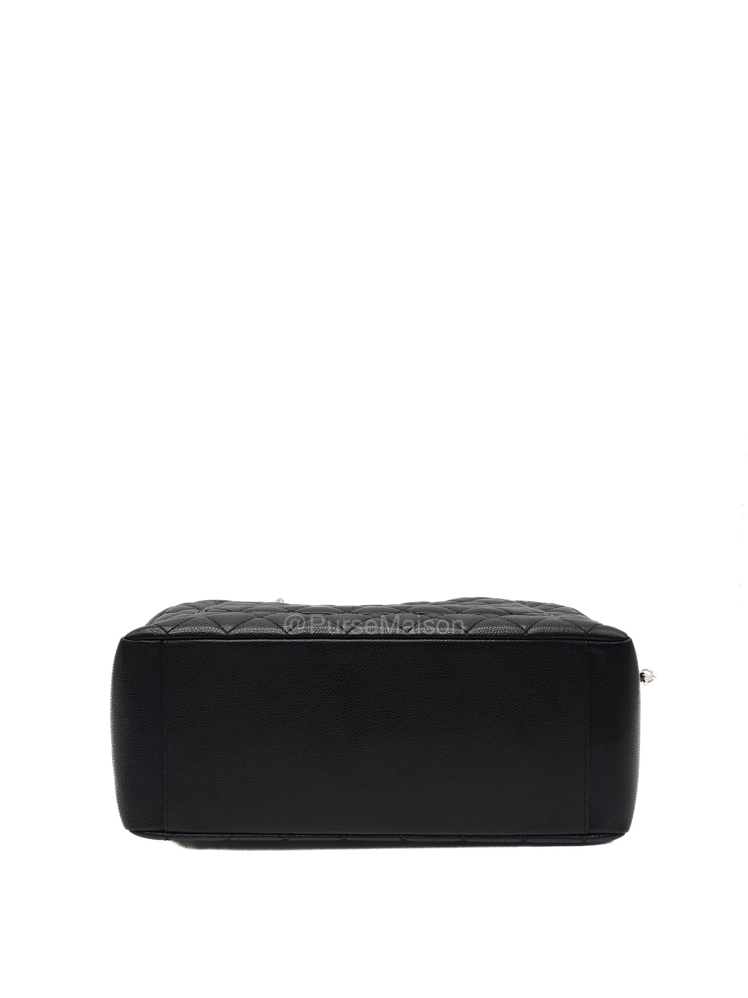 Chanel Grand Shopping Tote (GST) in Black Caviar Leather and Silver Hardware Series 18