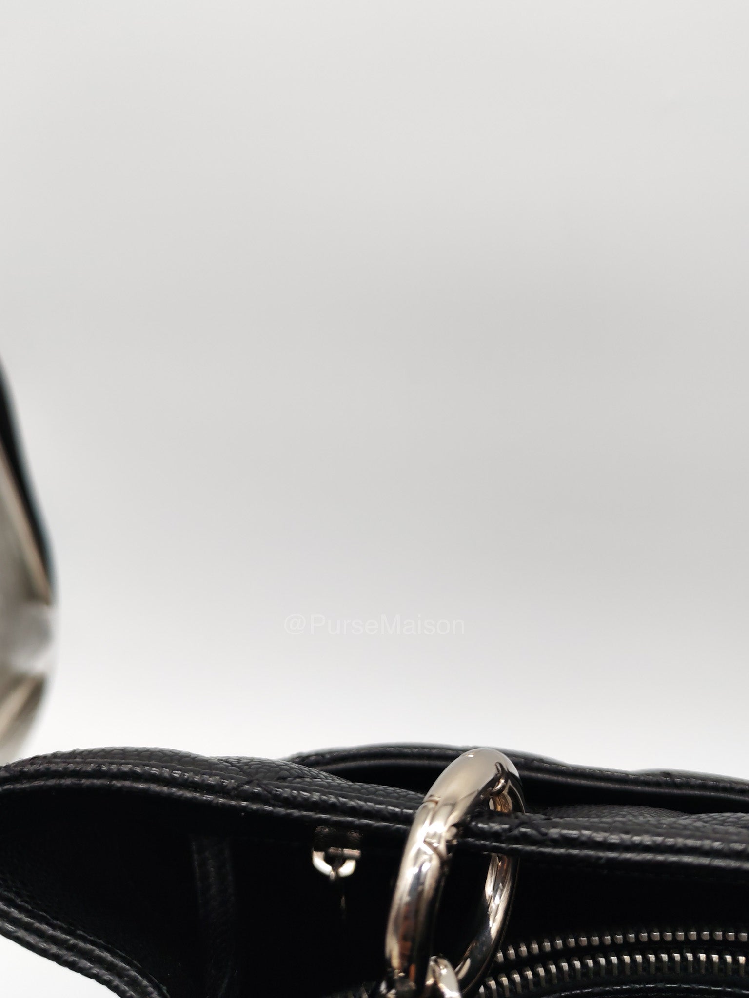 Chanel Grand Shopping Tote (GST) in Black Caviar Leather and Silver Hardware Series 18
