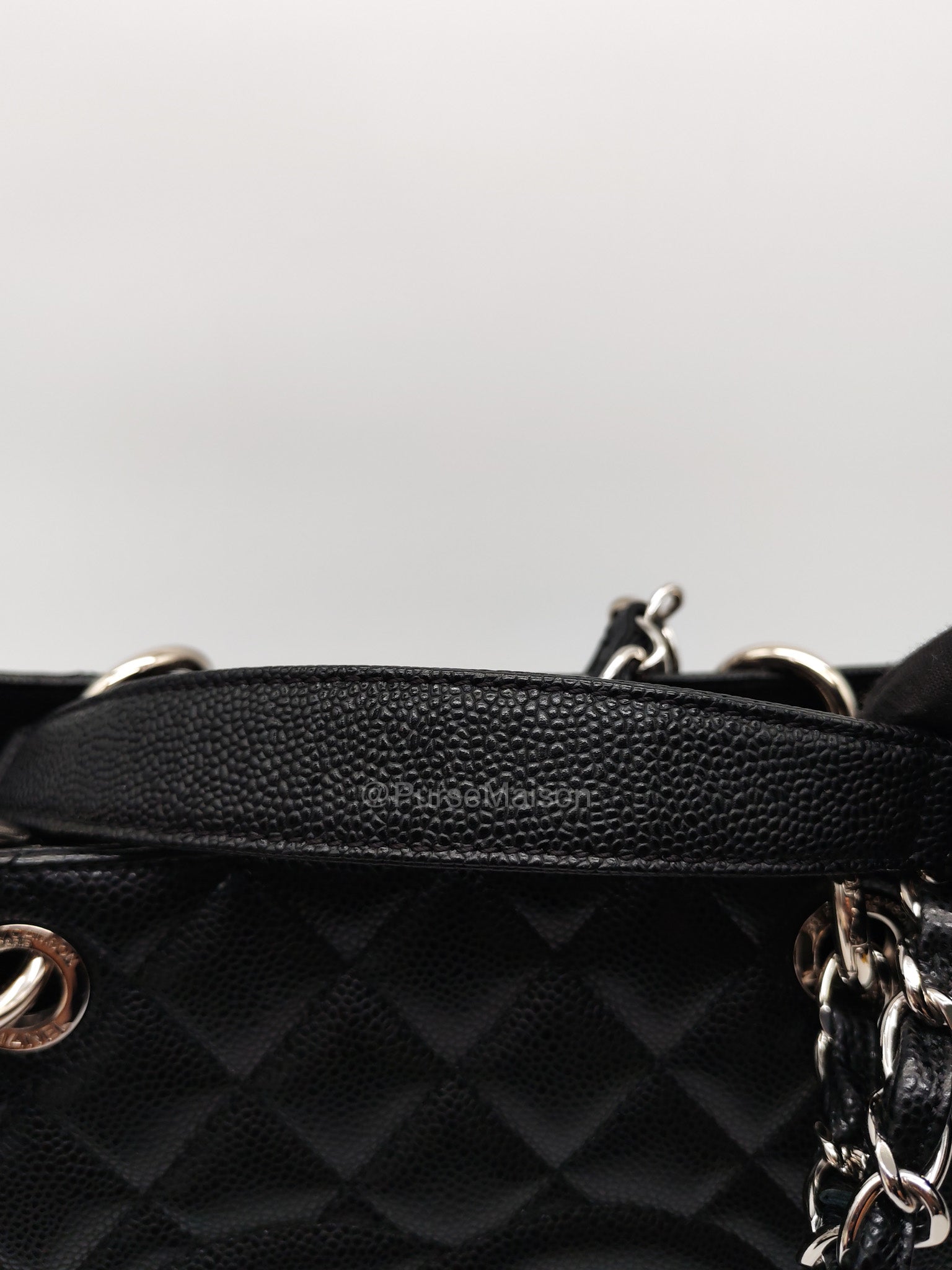 Chanel Grand Shopping Tote (GST) in Black Caviar Leather and Silver Hardware Series 18