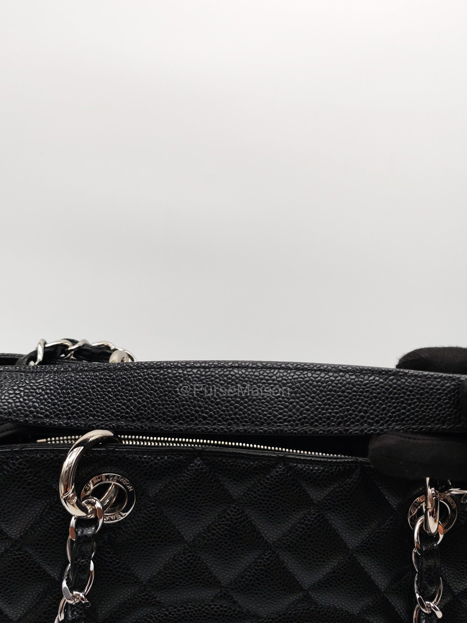 Chanel Grand Shopping Tote (GST) in Black Caviar Leather and Silver Hardware Series 18