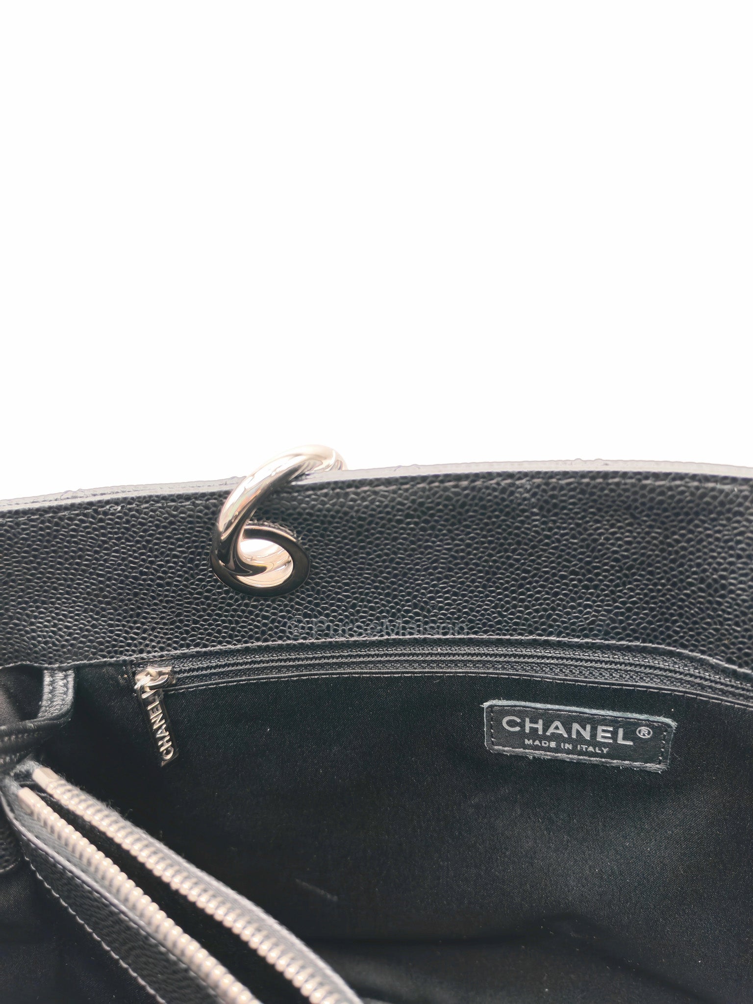 Chanel Grand Shopping Tote (GST) in Black Caviar Leather and Silver Hardware Series 18