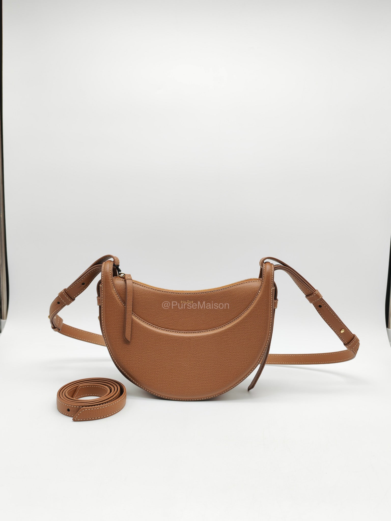 Polene Numero Dix Bag in Camel Grained Leather