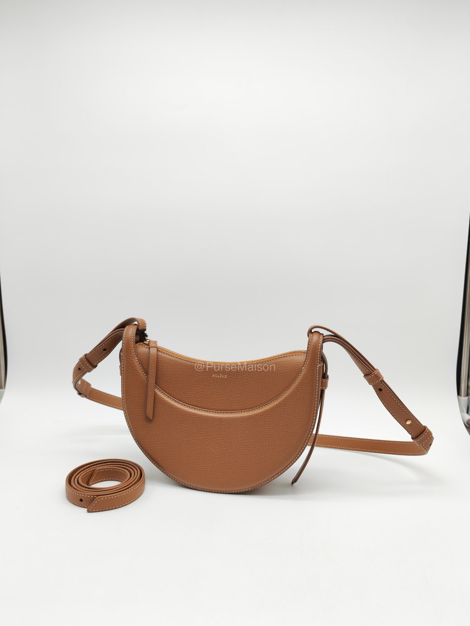 Polene Numero Dix Bag in Camel Grained Leather