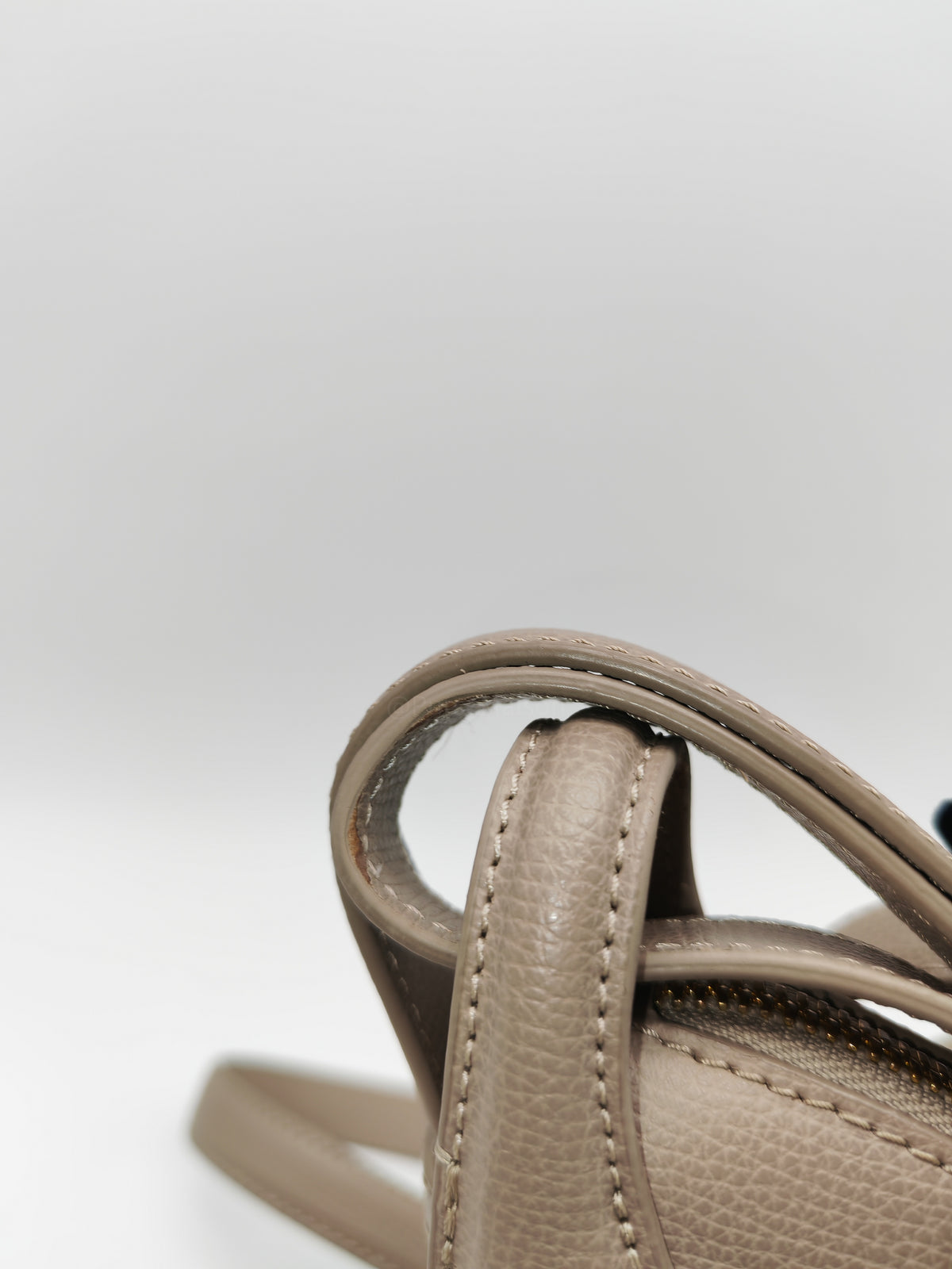Polene Numero Dix Crossbody Bag in Textured Taupe Grained Calfskin Leather and Gold Hardware