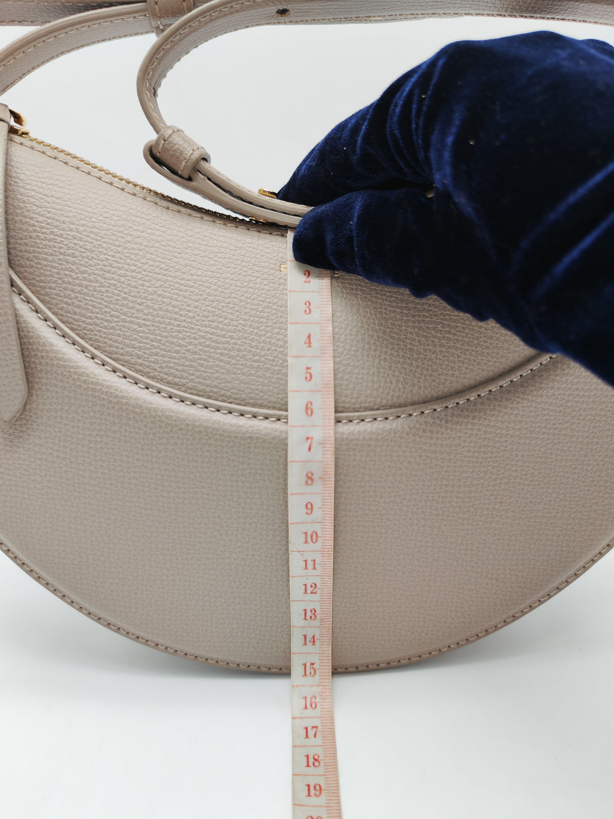 Polene Numero Dix Crossbody Bag in Textured Taupe Grained Calfskin Leather and Gold Hardware