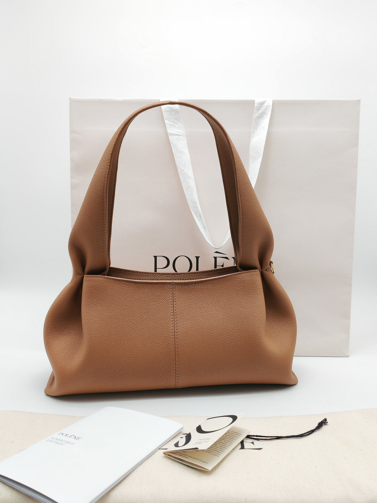 Polene Numéro Neuf East West in Camel Graine Textured Leather