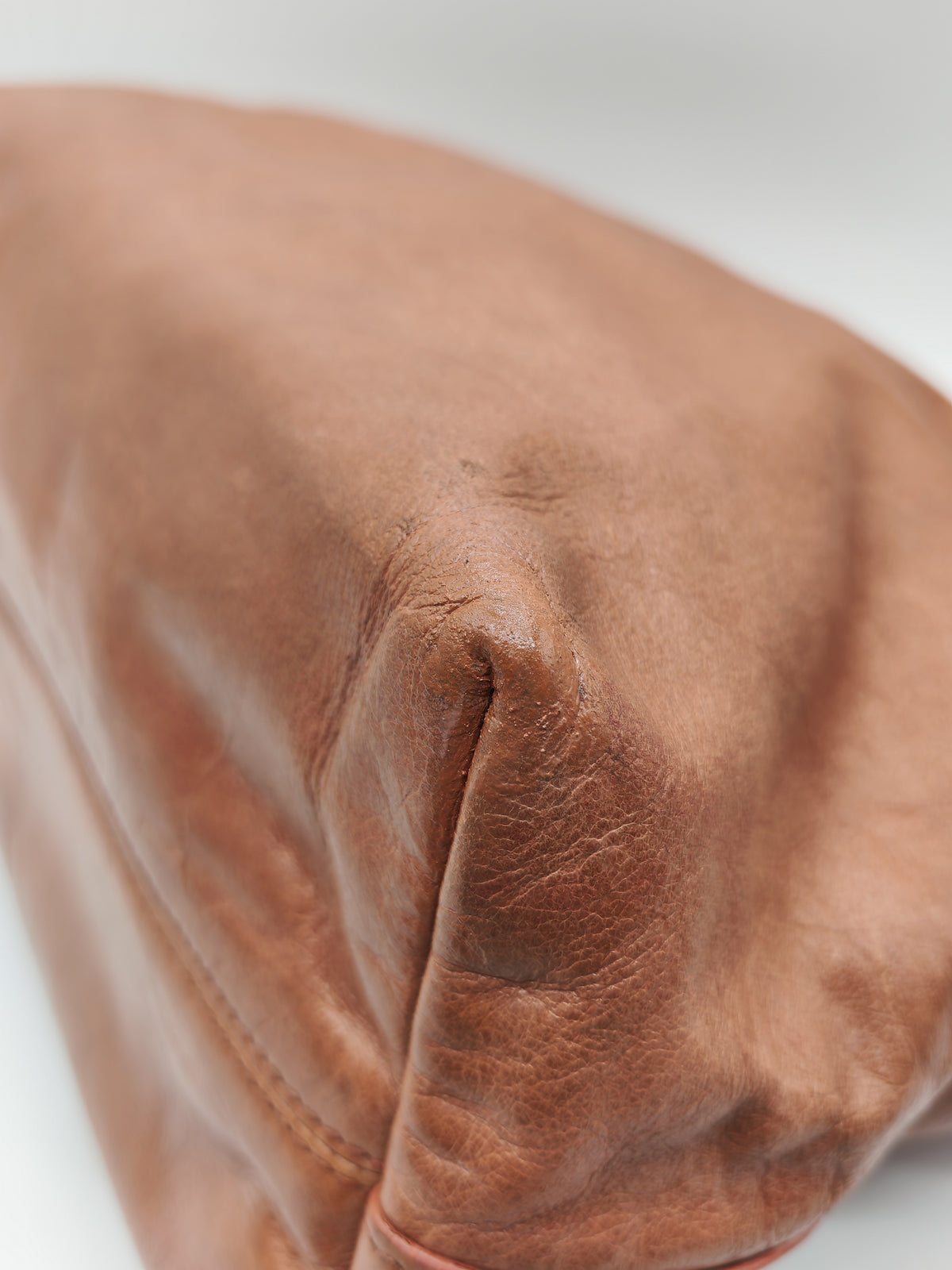 Prada Vitello Shine 2-way Tote Bag in Tan Vitello Daino Leather and Silver Hardware