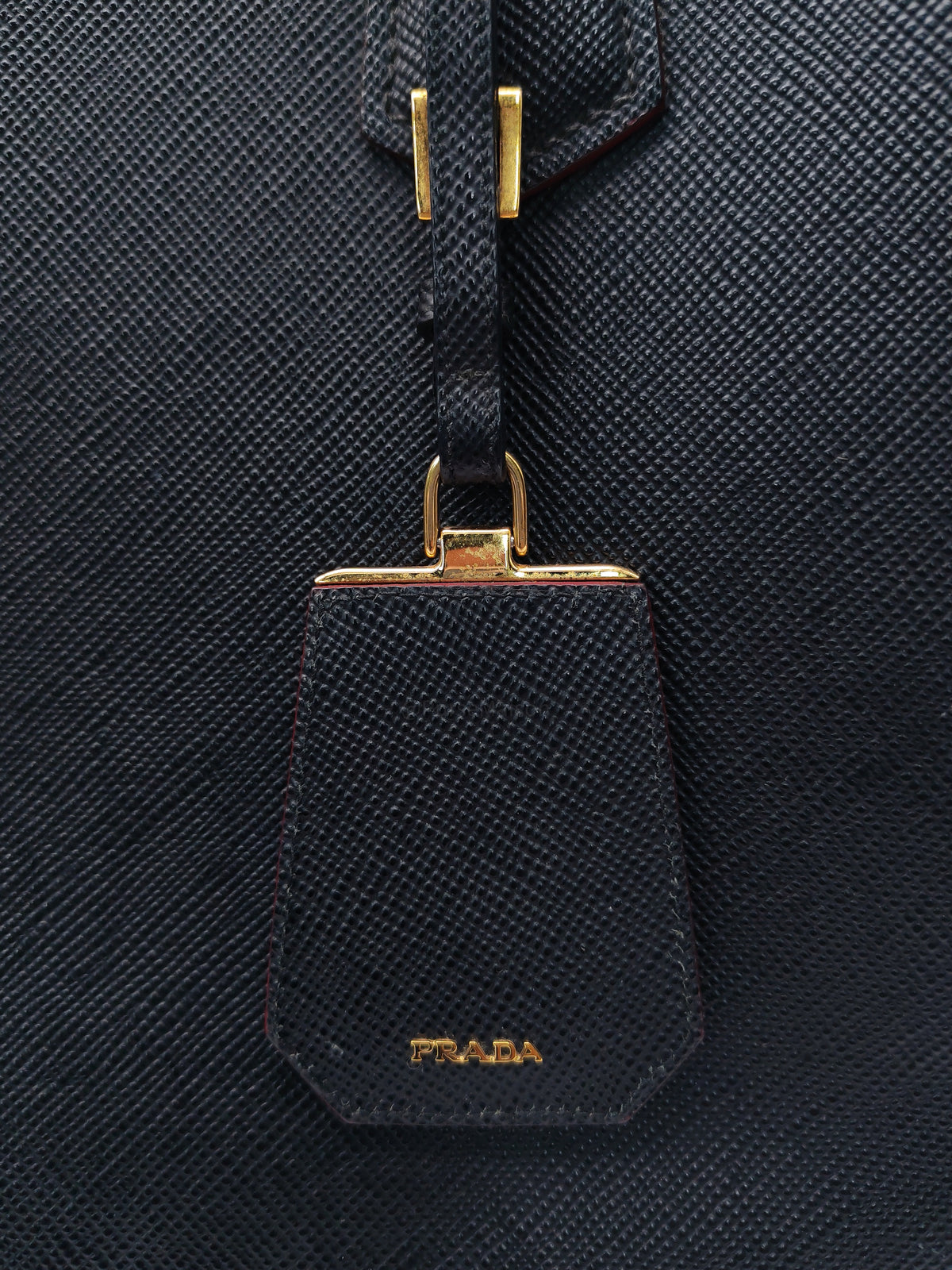Prada Saffiano Cuir Black Double Bag Medium
