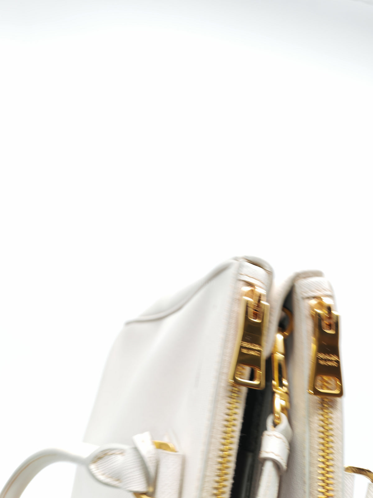 Prada Double Zip Tote Bag in White Galleria Saffiano Leather and Gold Hardware