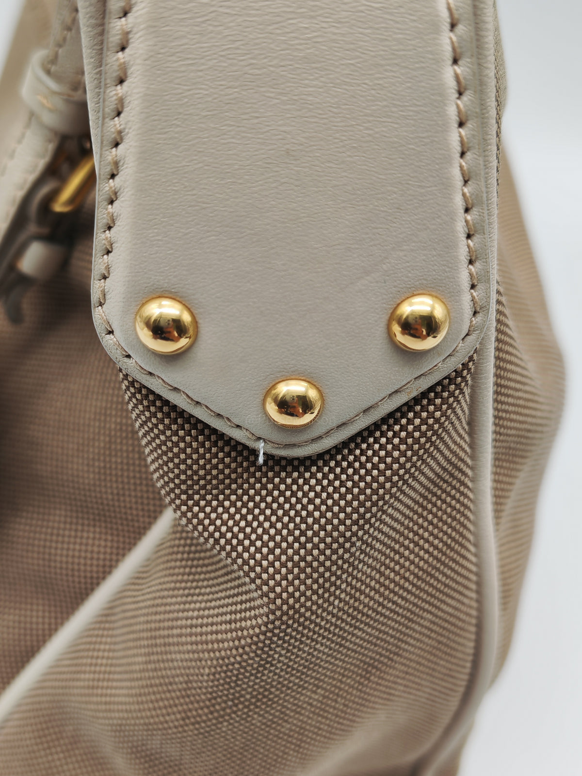 Prada Logo Jacquard Canvas Hobo Bag in Slouchy Brown Monogram Canvas and Gold Hardware