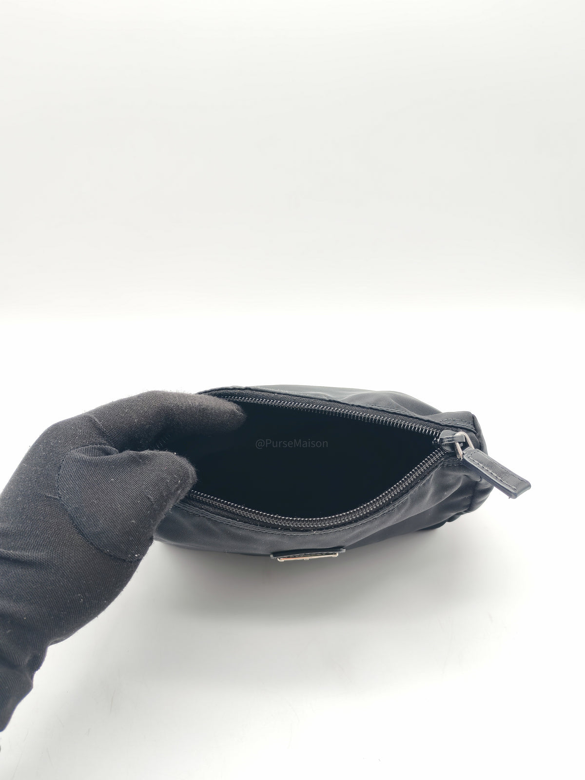 Prada Nylon Cosmetic Pouch in Black Nylon Canvas