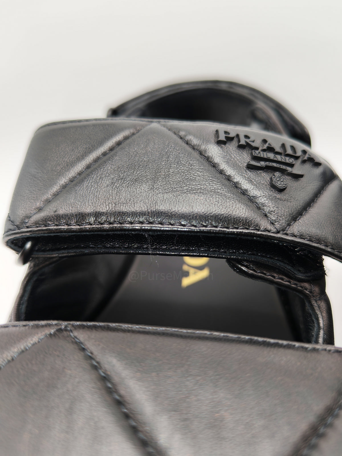 Prada Monolith Quilted Sandals in Black Nappa Leather Size 36 (24cm)