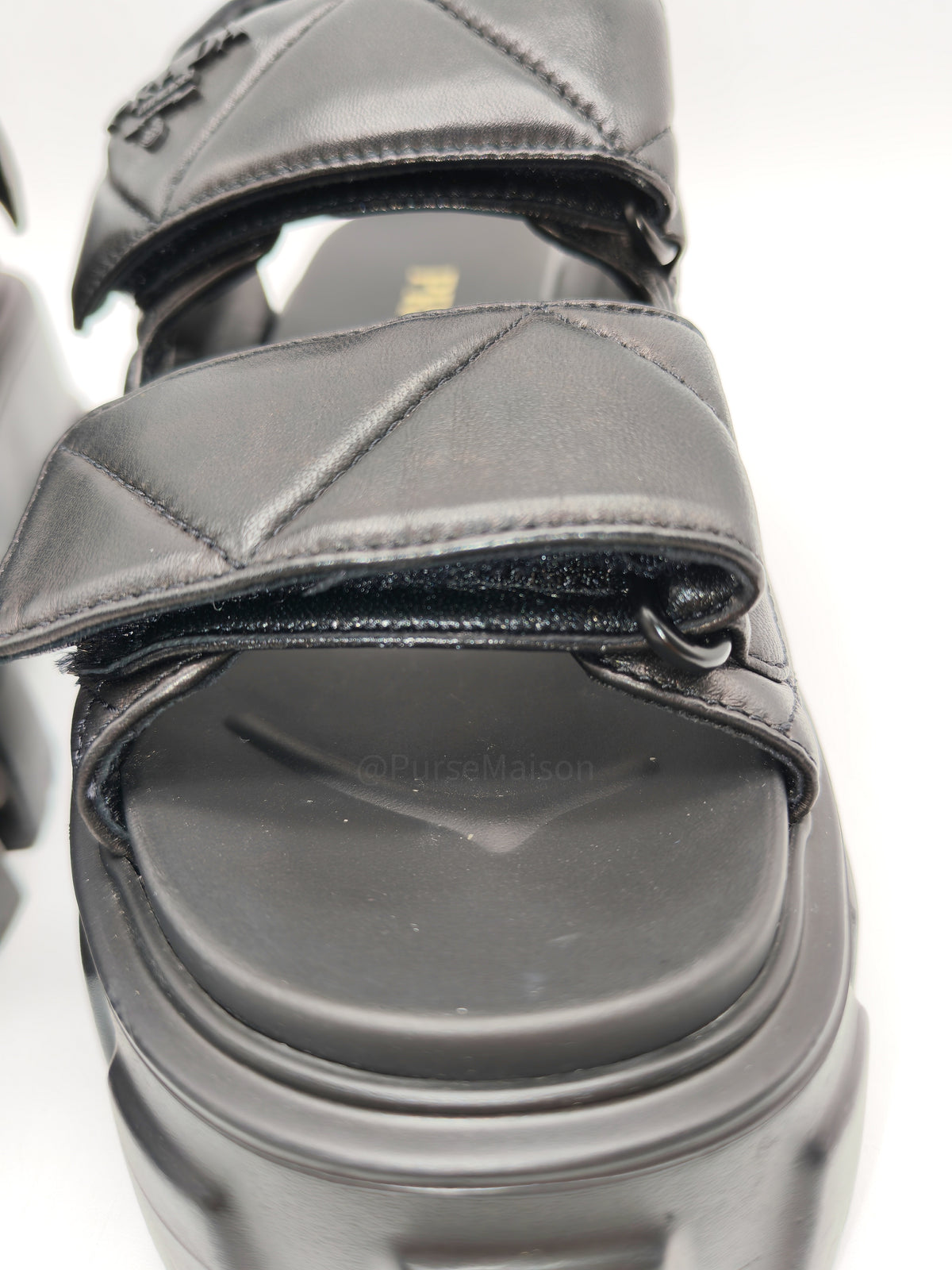Prada Monolith Quilted Sandals in Black Nappa Leather Size 36 (24cm)