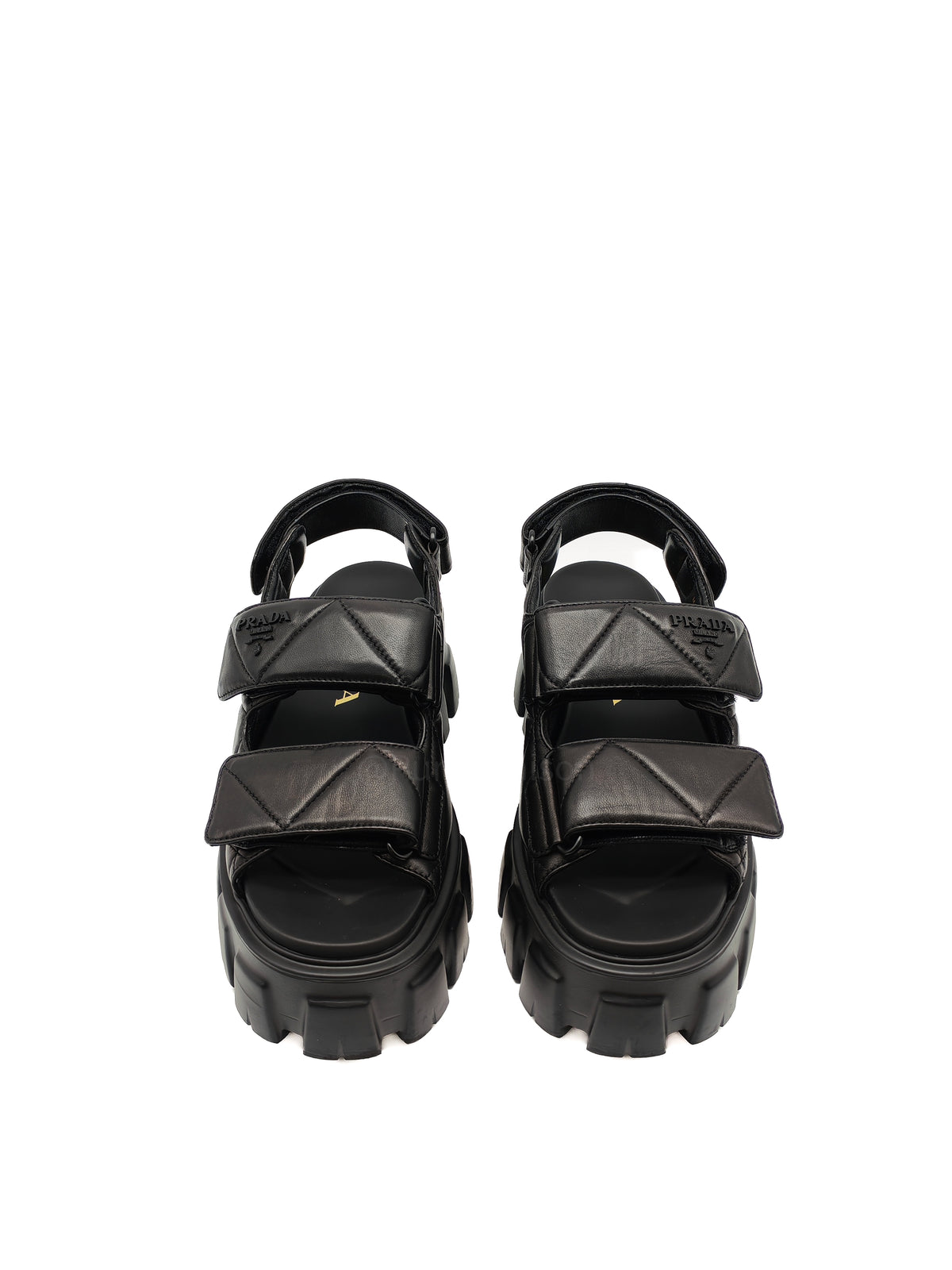 Prada Monolith Quilted Sandals in Black Nappa Leather Size 36 (24cm)
