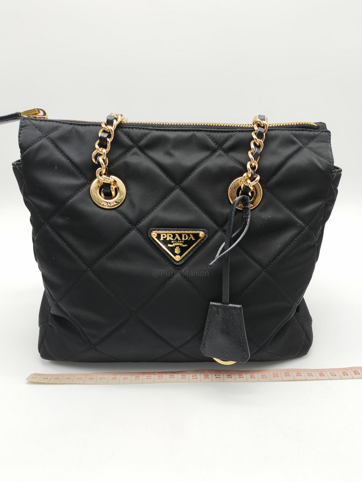 Prada Re-Edition 1995 Chain Shoulder Bag in Black Tessuto Nylon and Gold Hardware