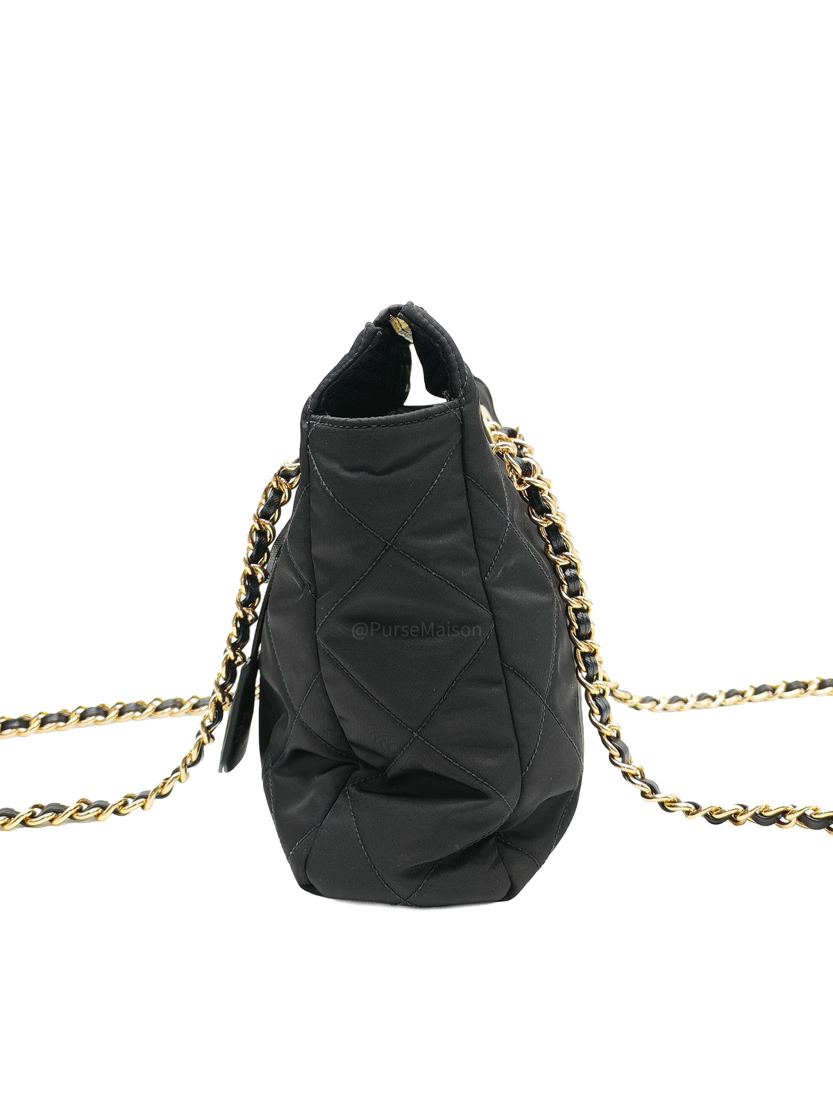 Prada Re-Edition 1995 Chain Shoulder Bag in Black Tessuto Nylon and Gold Hardware