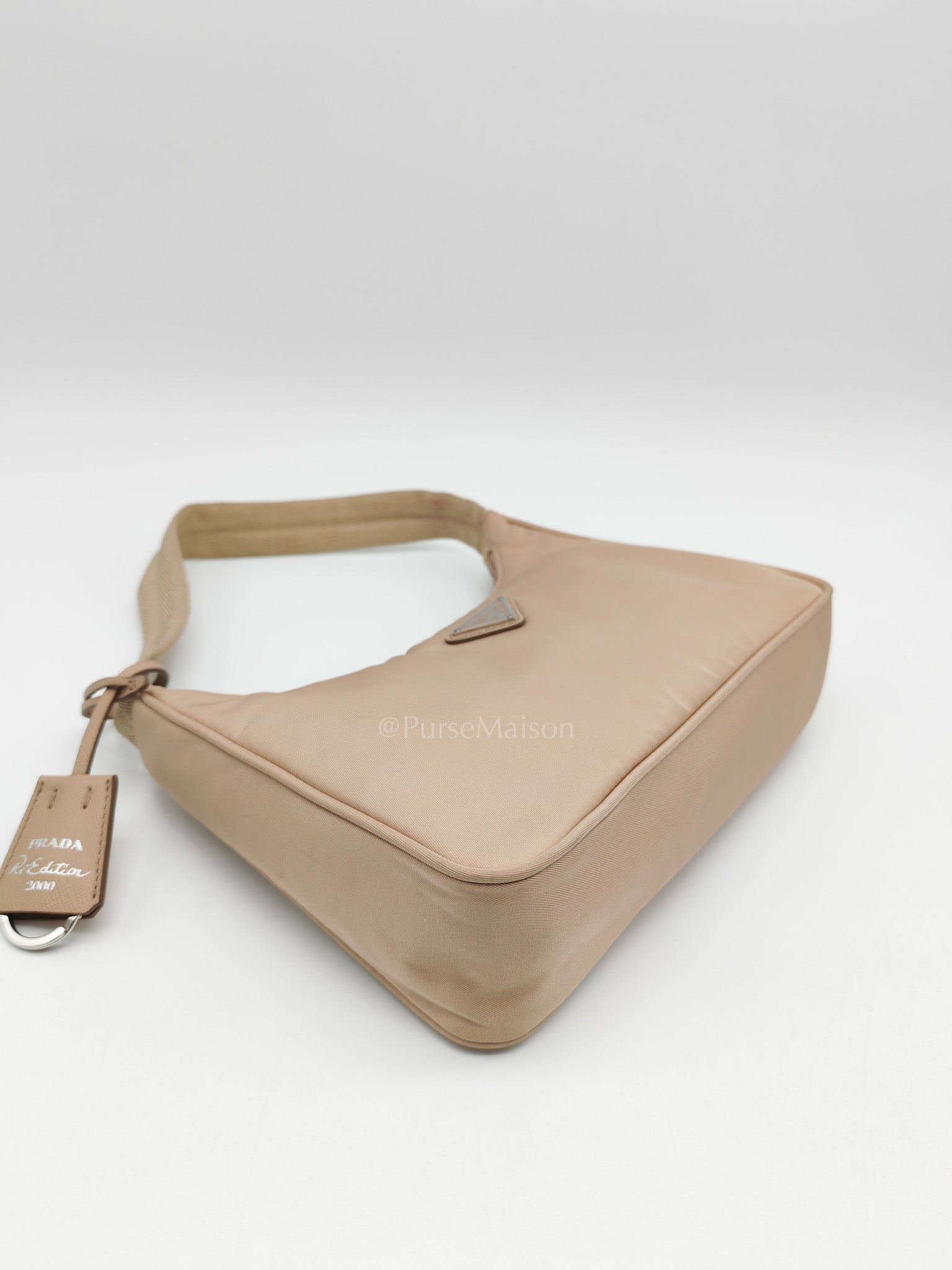 Re-Edition 2000 Mini Bag in Beige Tessuto Nylon Canvas