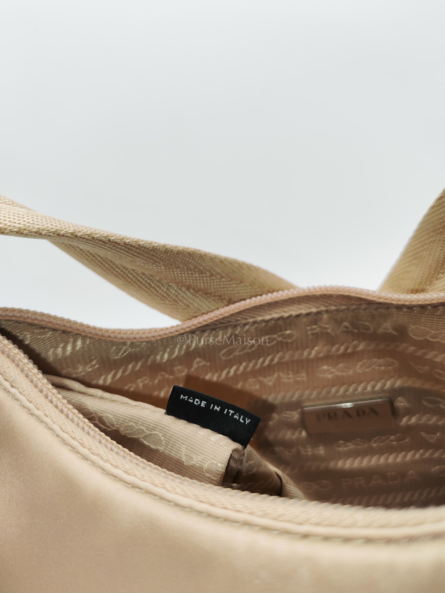 Re-Edition 2000 Mini Bag in Beige Tessuto Nylon Canvas