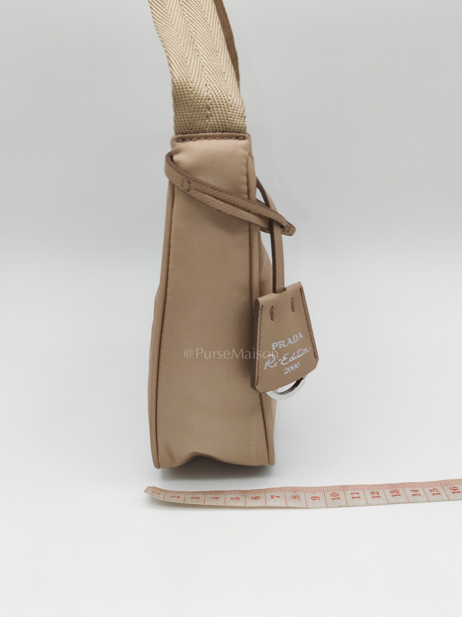 Re-Edition 2000 Mini Bag in Beige Tessuto Nylon Canvas