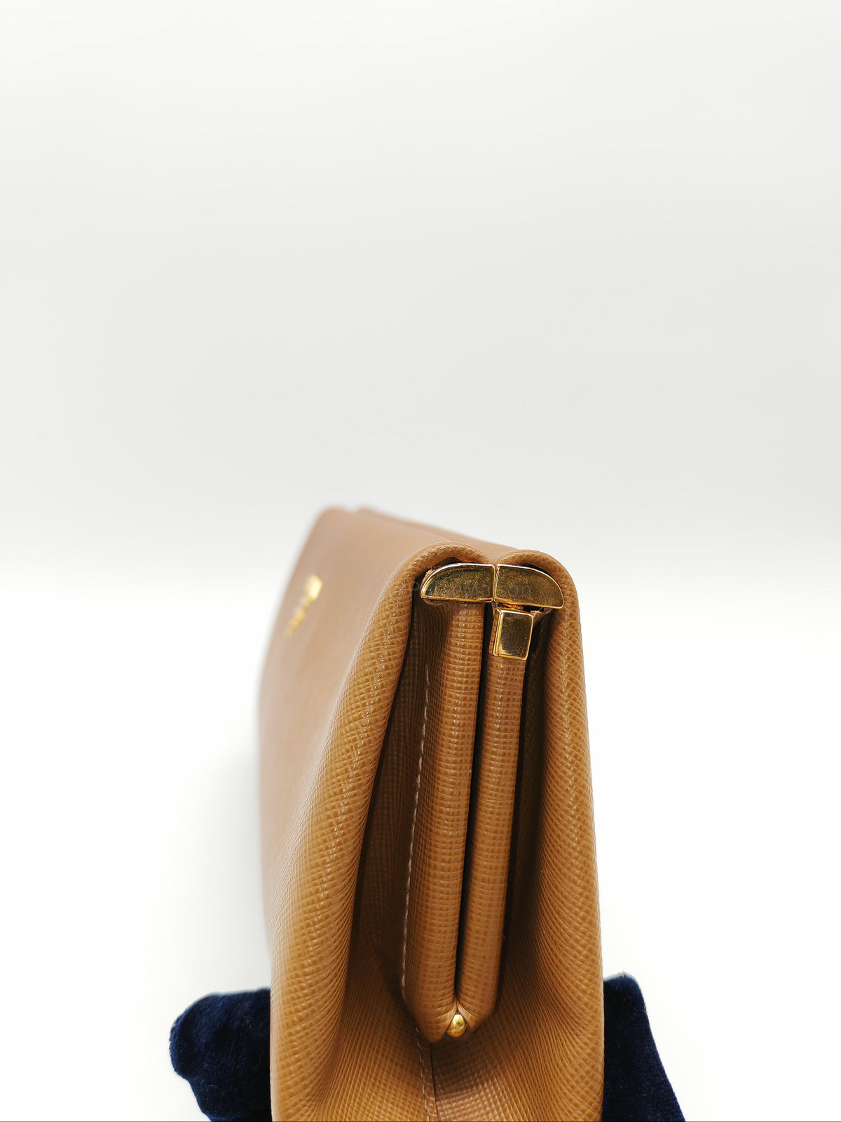 Prada Envelope Clutch in Brown Saffiano Leather and Gold Hardware