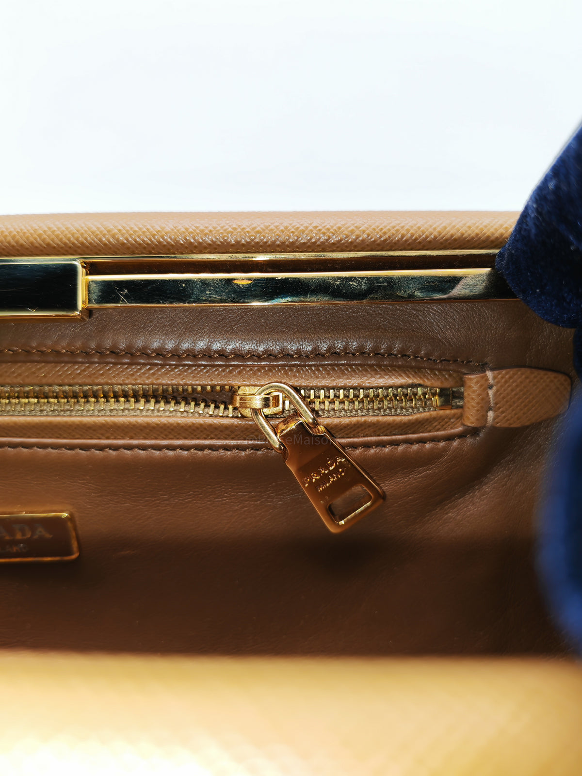 Prada Envelope Clutch in Brown Saffiano Leather and Gold Hardware