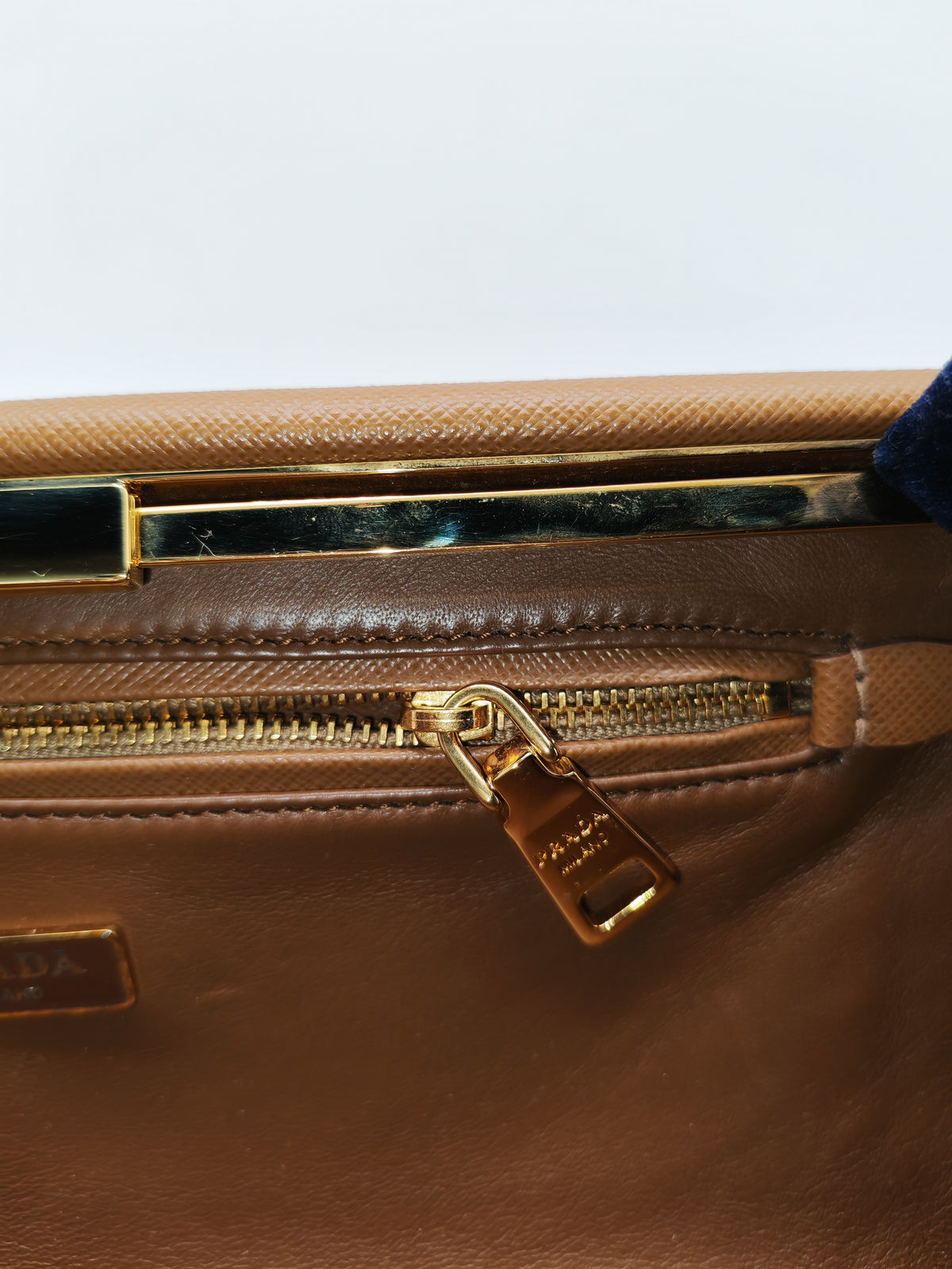 Prada Envelope Clutch in Brown Saffiano Leather and Gold Hardware