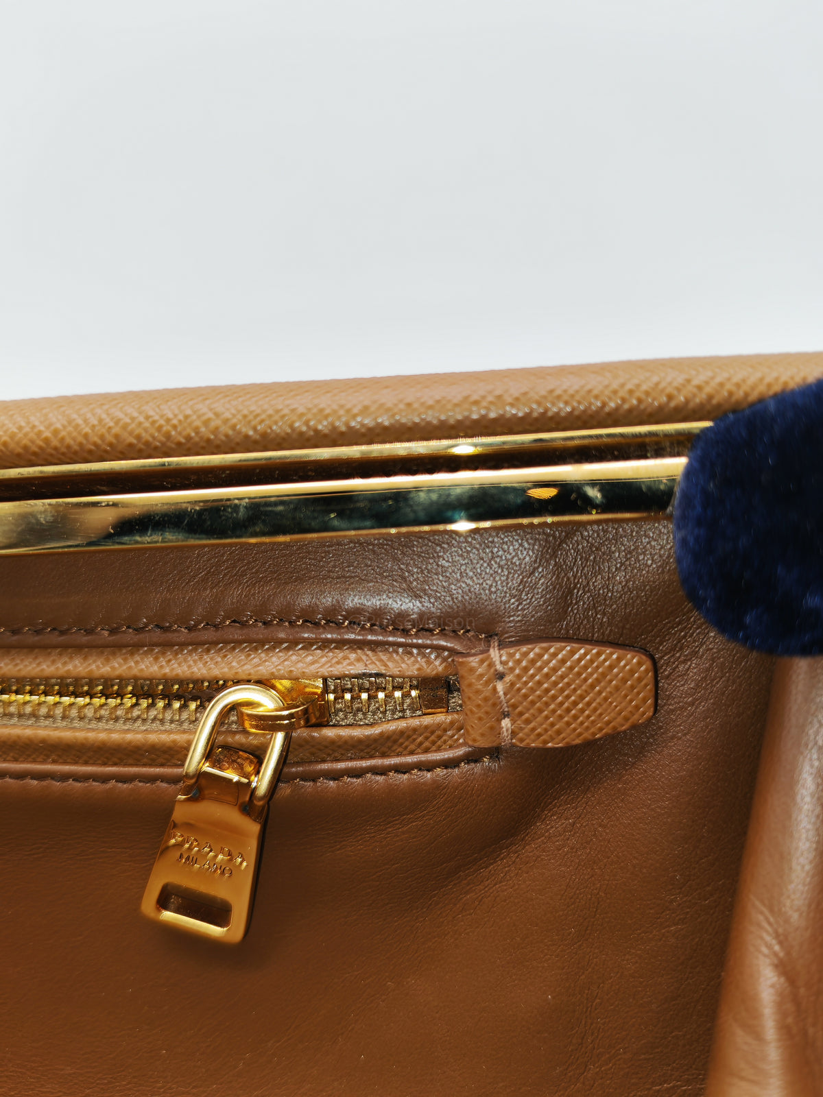 Prada Envelope Clutch in Brown Saffiano Leather and Gold Hardware