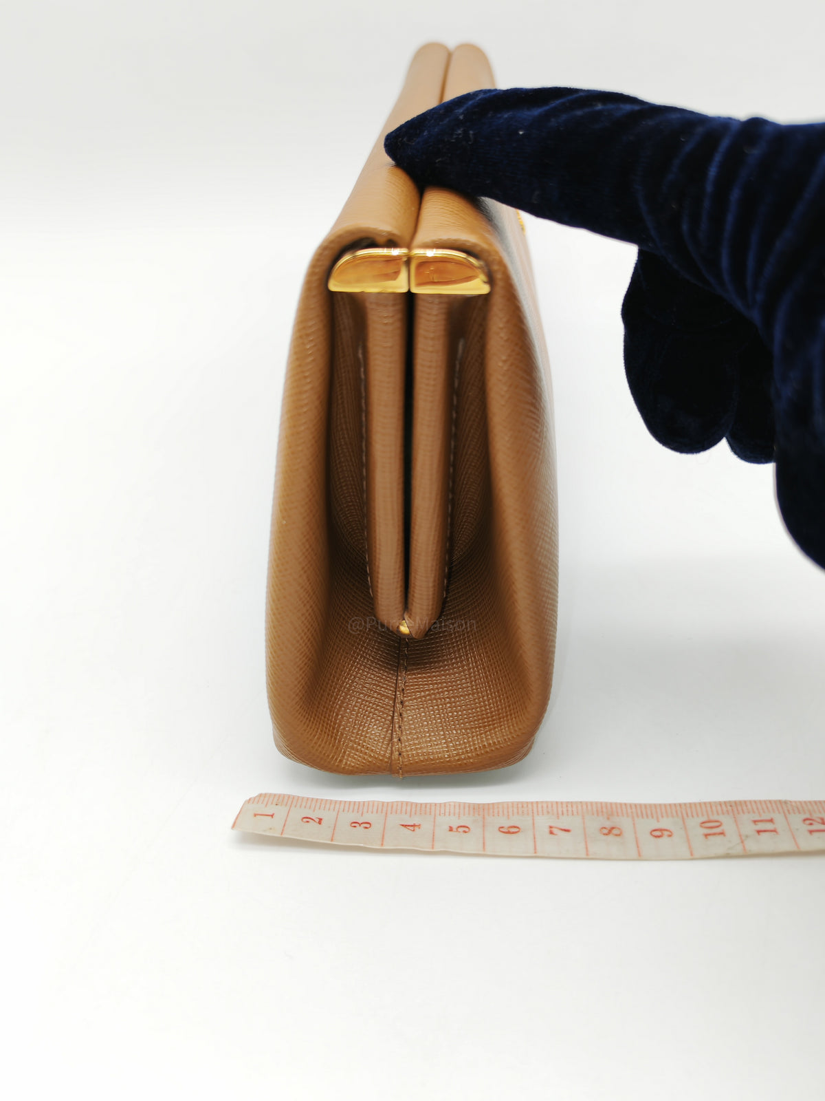 Prada Envelope Clutch in Brown Saffiano Leather and Gold Hardware