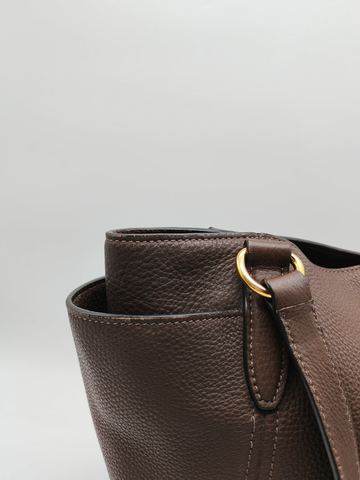 Prada BR4970 Marmo in Caffe Vitello Daino Leather Double-Pocket Tote Bag