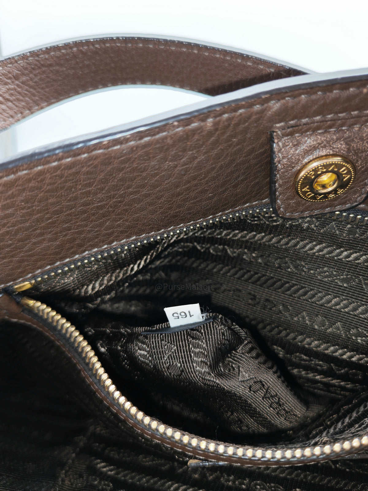 Prada BR4970 Marmo in Caffe Vitello Daino Leather Double-Pocket Tote Bag