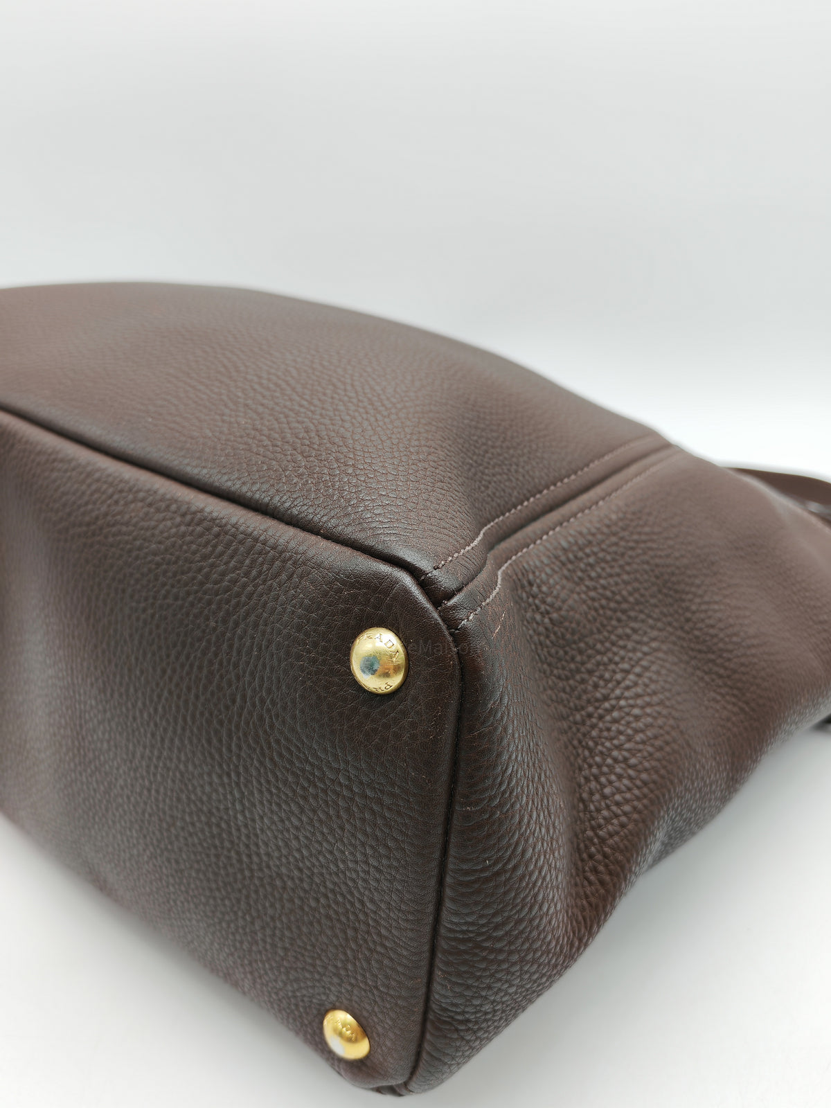 Prada BR4970 Marmo in Caffe Vitello Daino Leather Double-Pocket Tote Bag