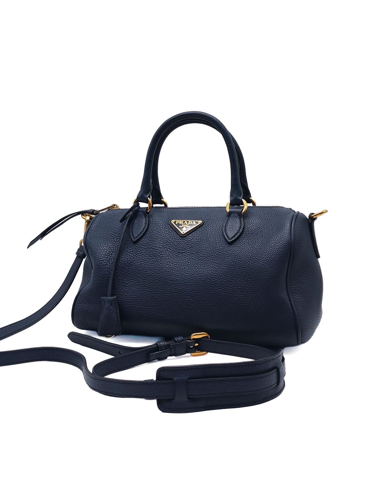 Prada 1BB797 Vitello Phenix Bauletto in Baltico