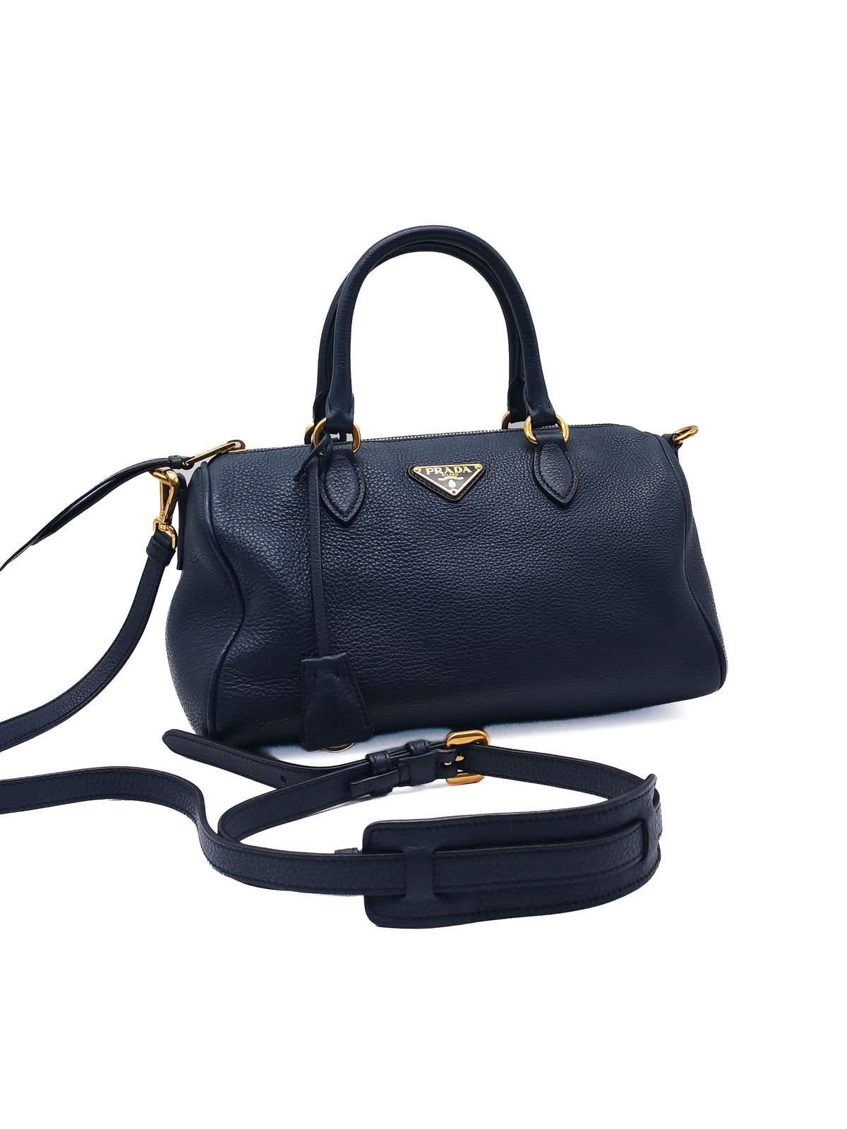 Prada 1BB797 Vitello Phenix Bauletto in Baltico
